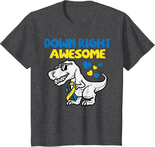 Kids Down Right Awesome Dino Down Syndrome Awareness Boys Kids