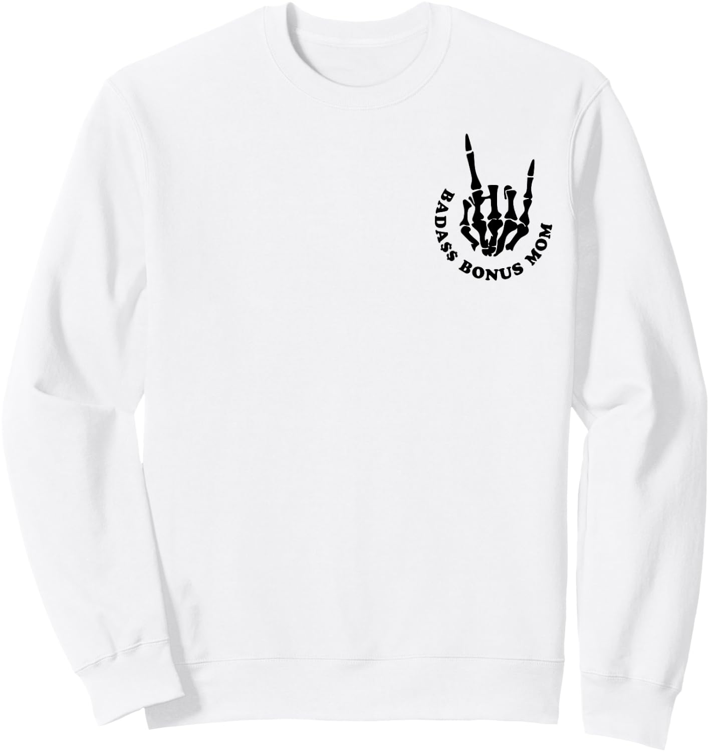 Badass Bonus Mom, Funny Mother's Day Trendy Stepmom Sweatshirt - Sweatshirt | White