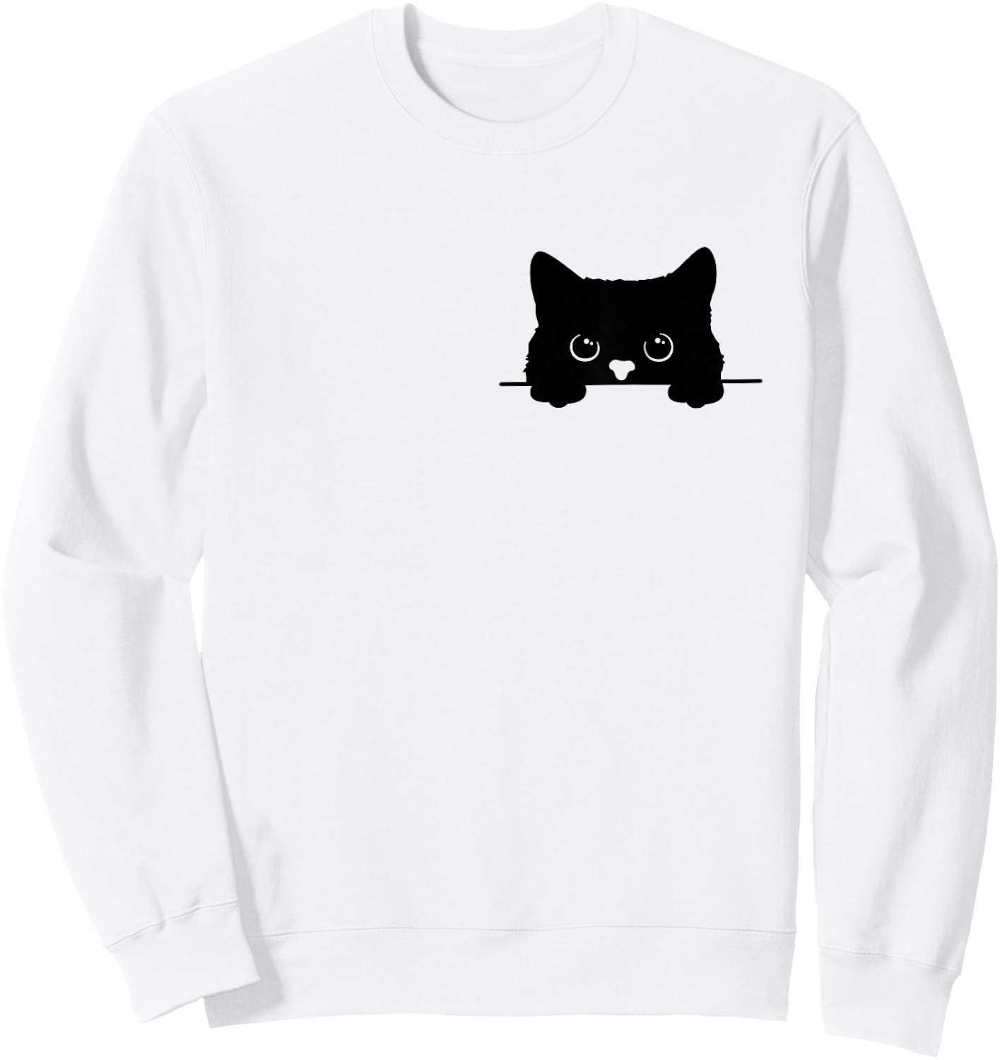 Pocket Black Cat Lover Cat Mom Cat Dad Sweatshirt - Sweatshirt | White