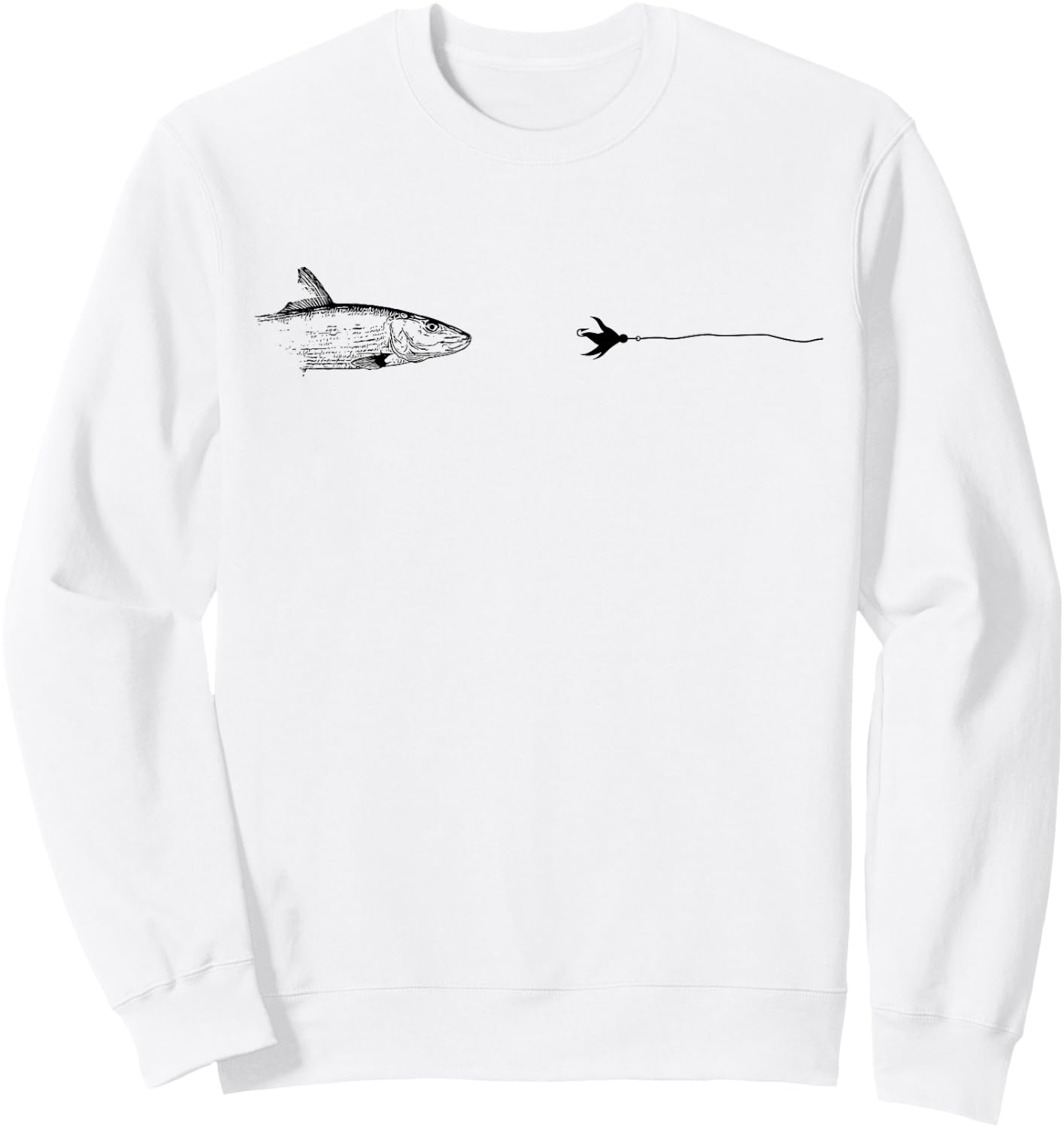 Graphic Fly Fishing Hook Line - Fish Bonefish Sweatshirt - Sweatshirt | White