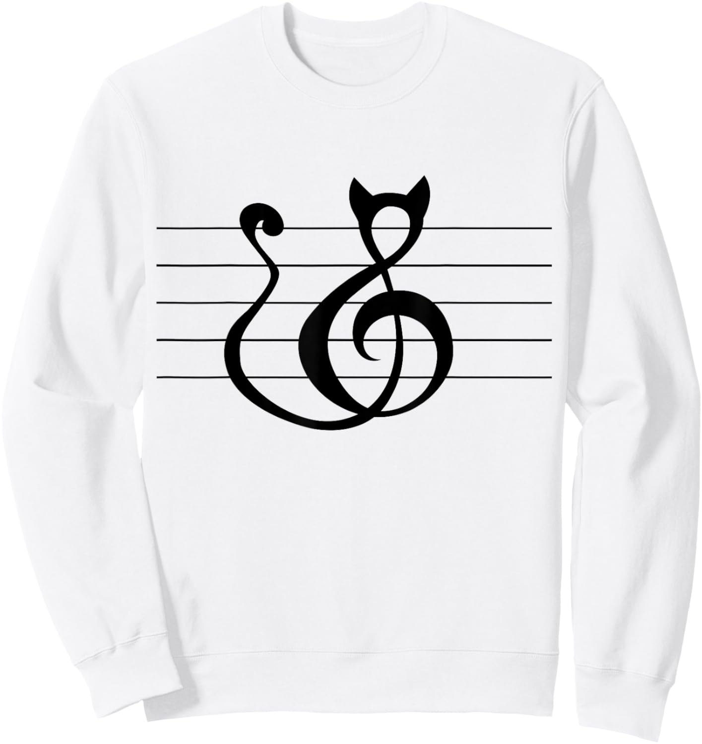 Cat Treble Clef Music and Cat Lover T Shirt Singer Animal Sweatshirt - Sweatshirt | White