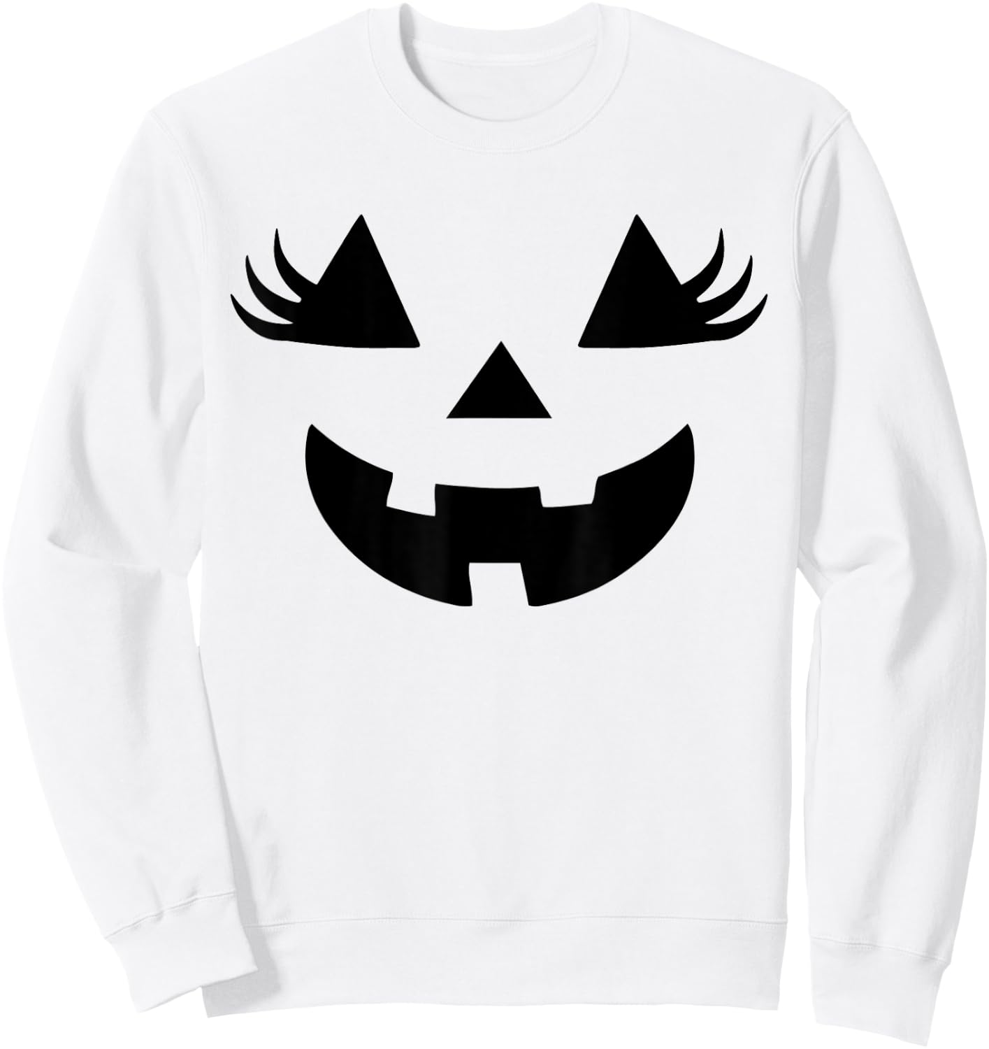 Jack O Lantern Face Pumpkin Eyelashes Halloween Women Girls Sweatshirt - Sweatshirt | White