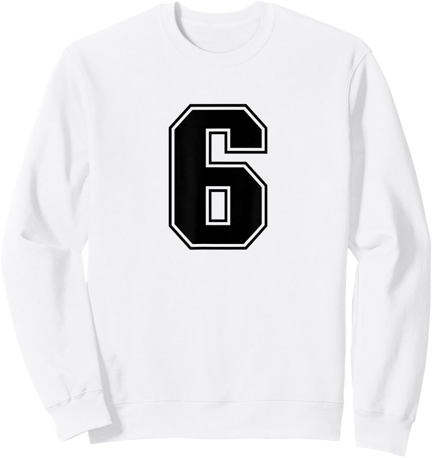 Number #6 Black Sports Fan Jersey Number Sweatshirt - Sweatshirt | White