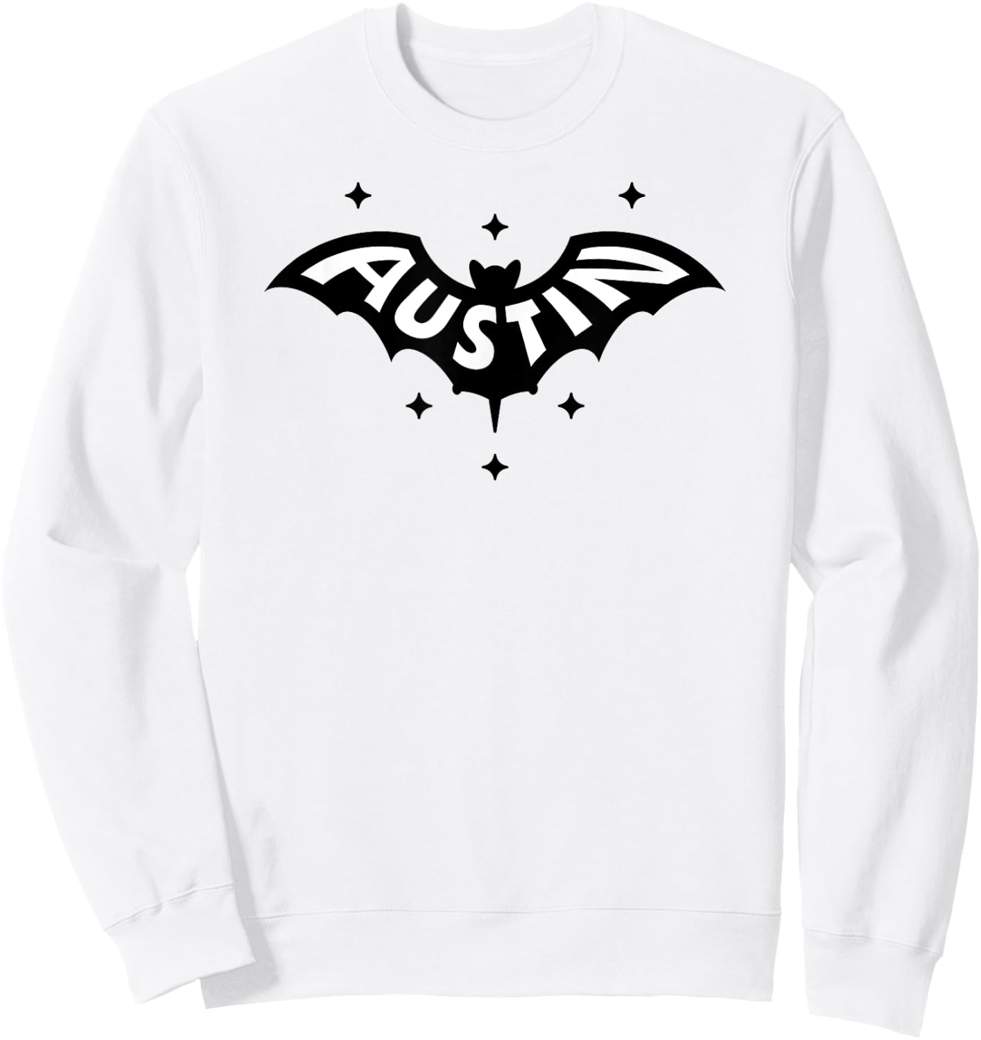 AUSTIN BAT - Austin TX Bat Logo W. Stars Two Tone Design Sweatshirt - Sweatshirt | White