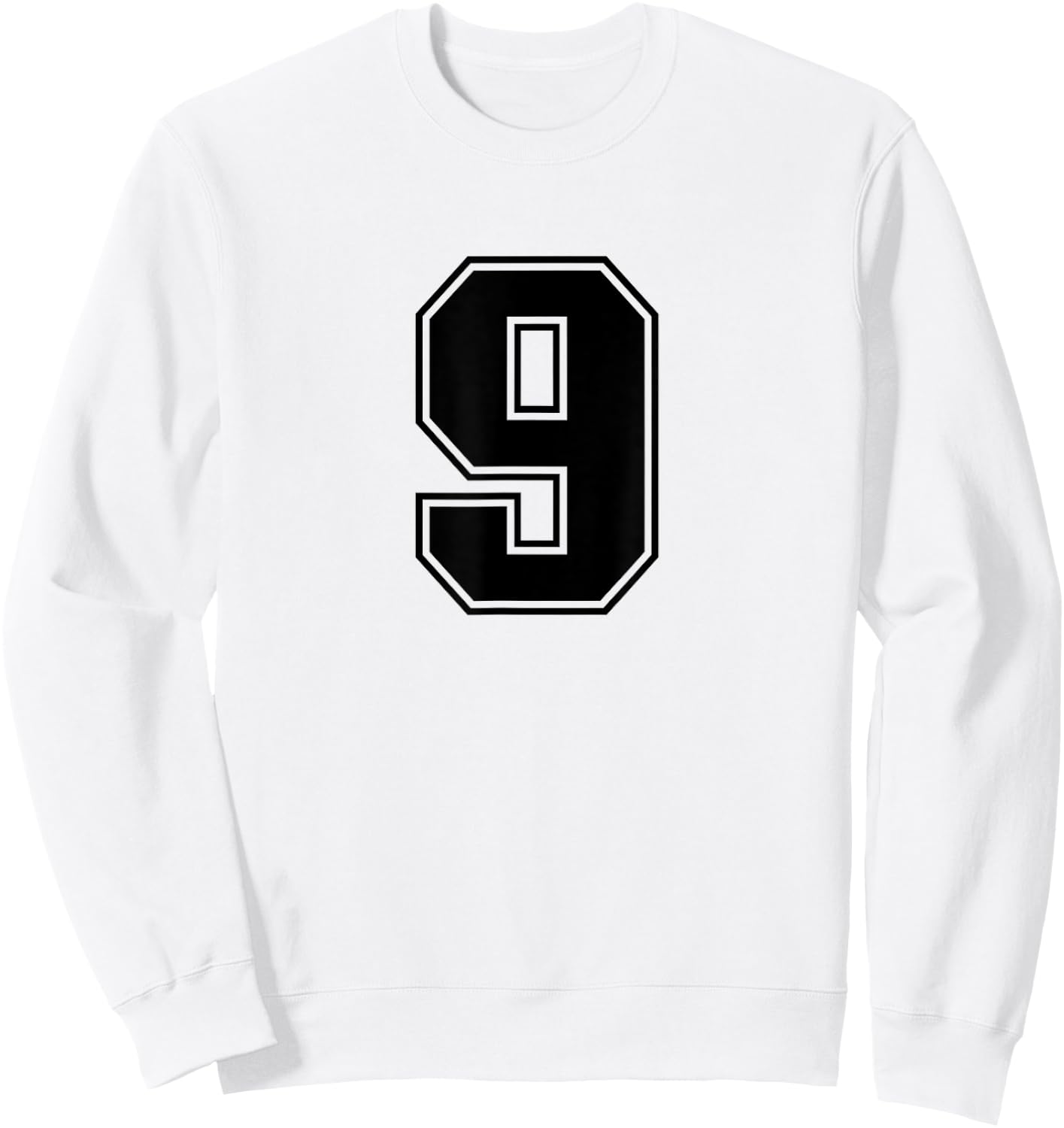 Number #9 Black Sports Fan Jersey Number Sweatshirt - Sweatshirt | White