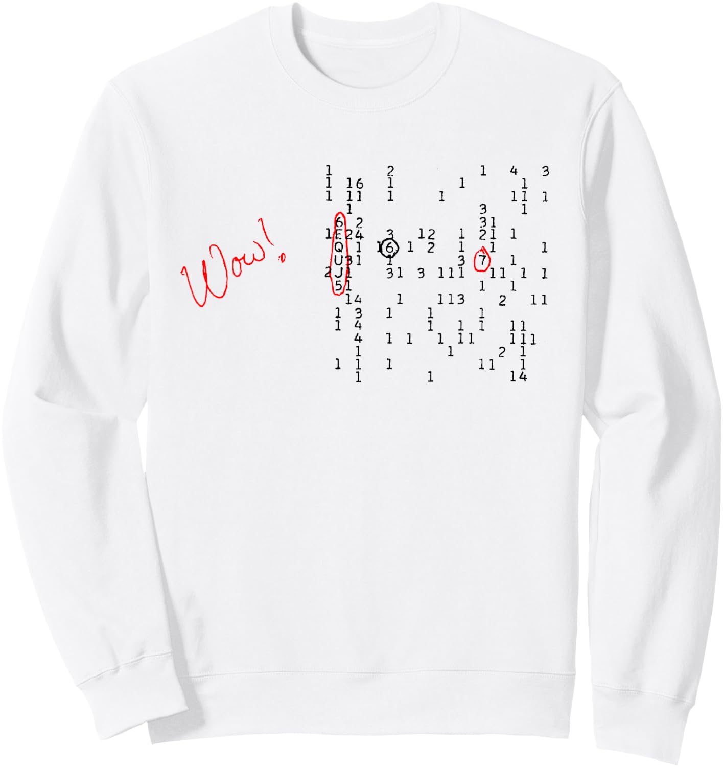 WOW! signal 6EQUJ5 15 Aug 1977 Big Ear SETI ET alien (dark) Sweatshirt - Sweatshirt | White