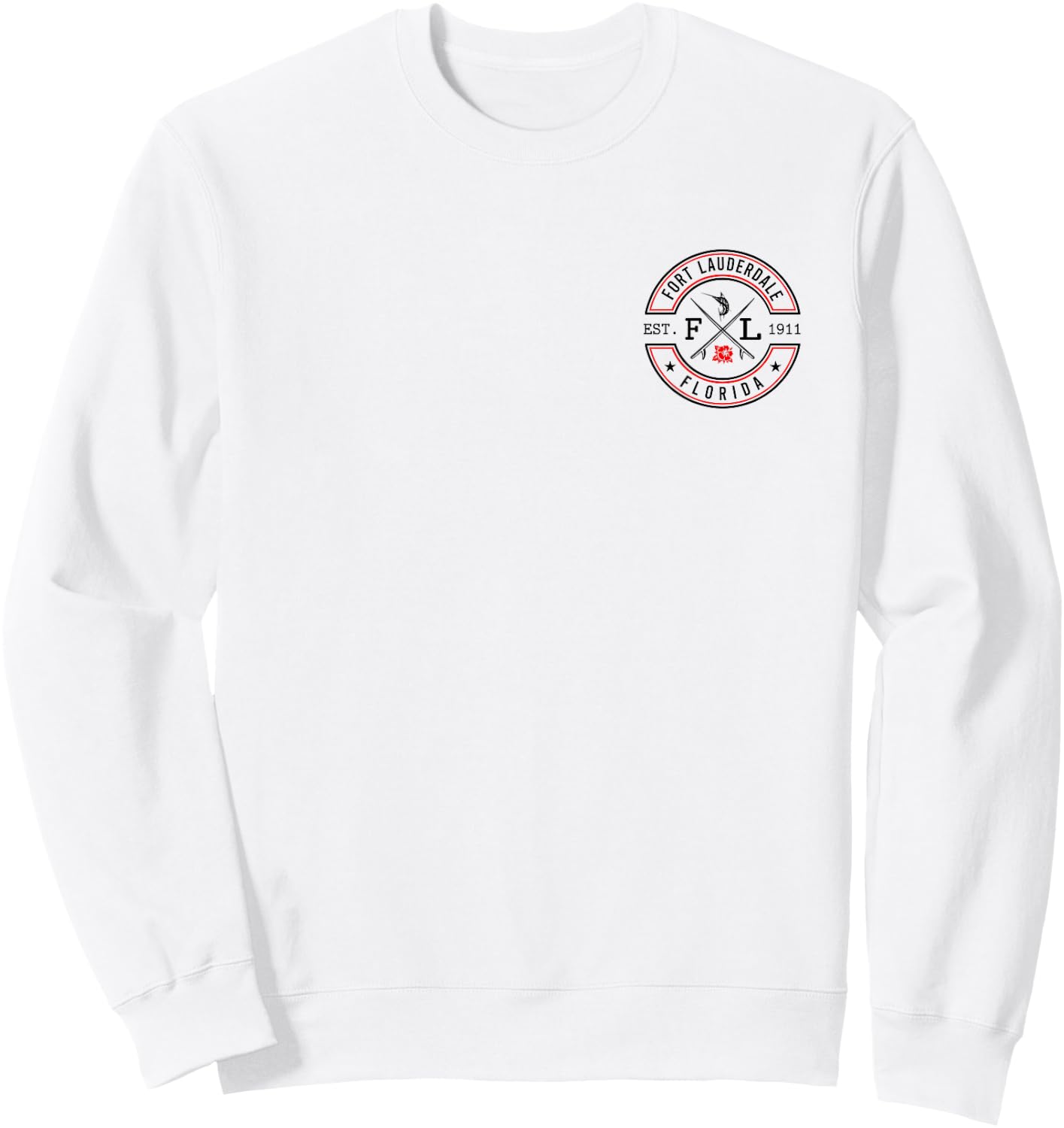 Fort Lauderdale Florida FL Retro Surfer Beach Front & Back Men Women Sweatshirt - Sweatshirt | White