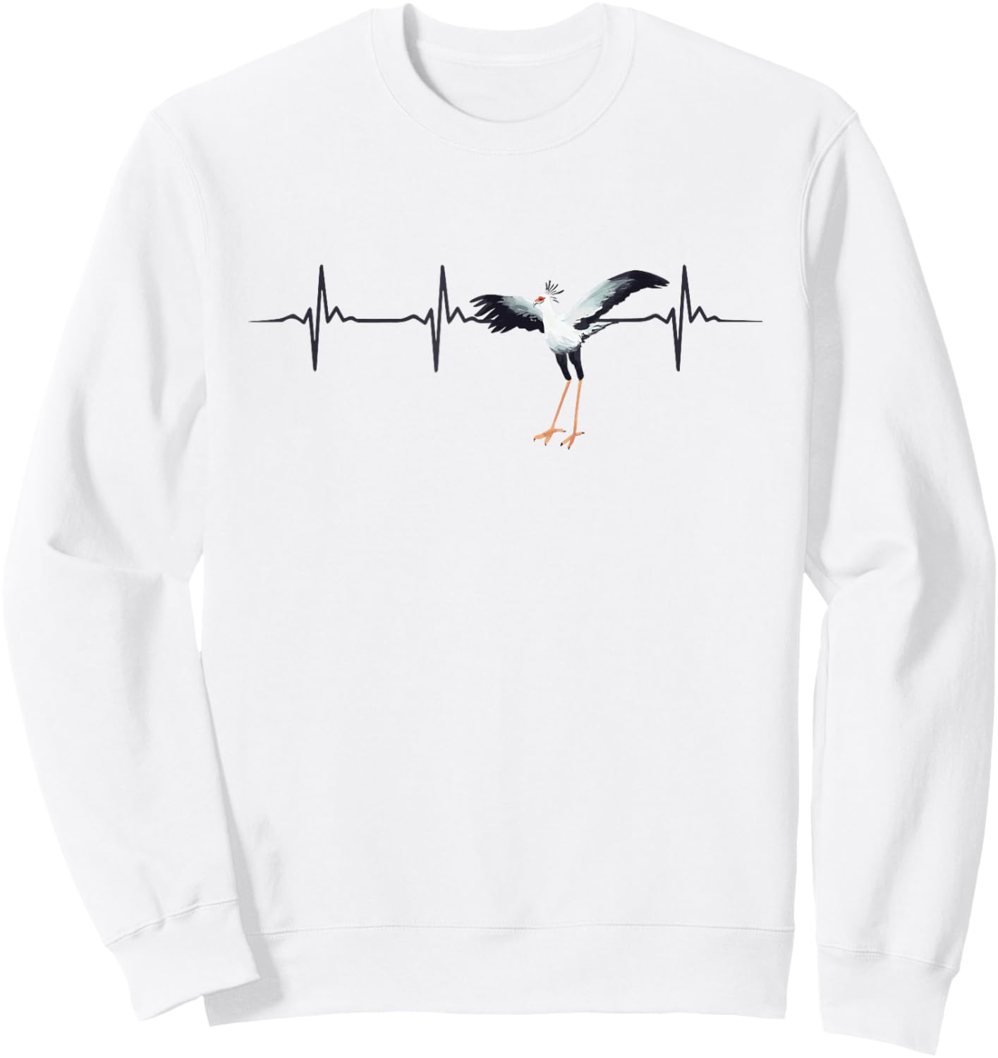 Secretary Bird Heartbeat Outfit Birding Lover Sweatshirt - Sweatshirt | White