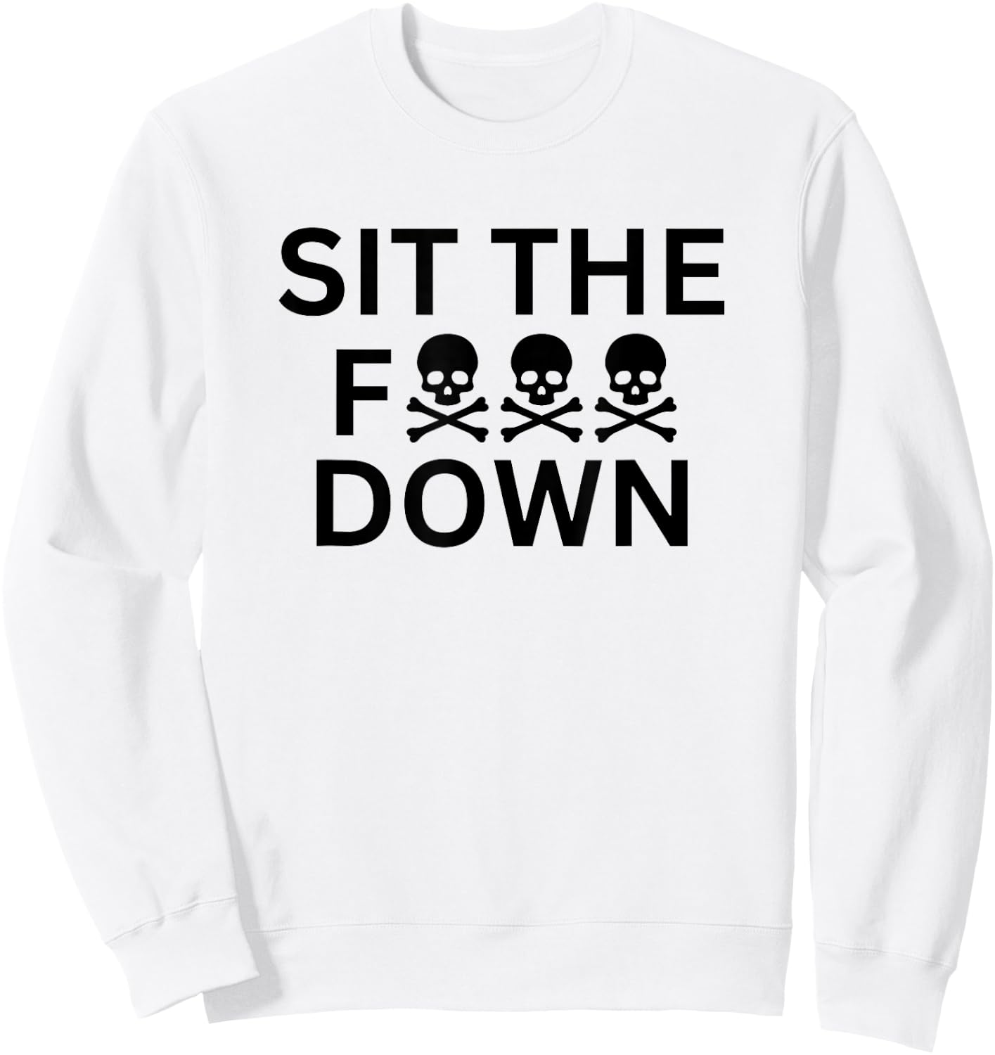 Sit The F Down Baseball Sweatshirt - Sweatshirt | White