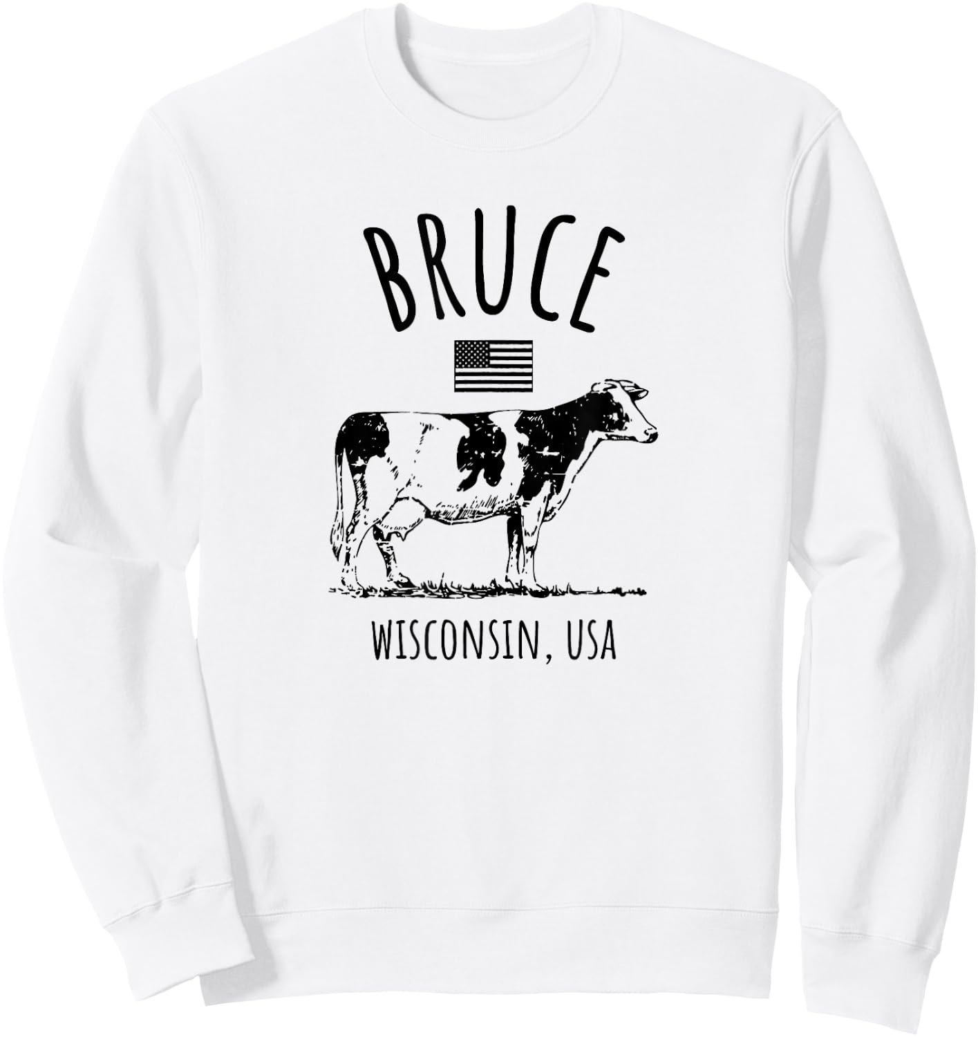 Bruce Wisconsin USA Retro Cow Vintage Style Design Sweatshirt - Sweatshirt | White