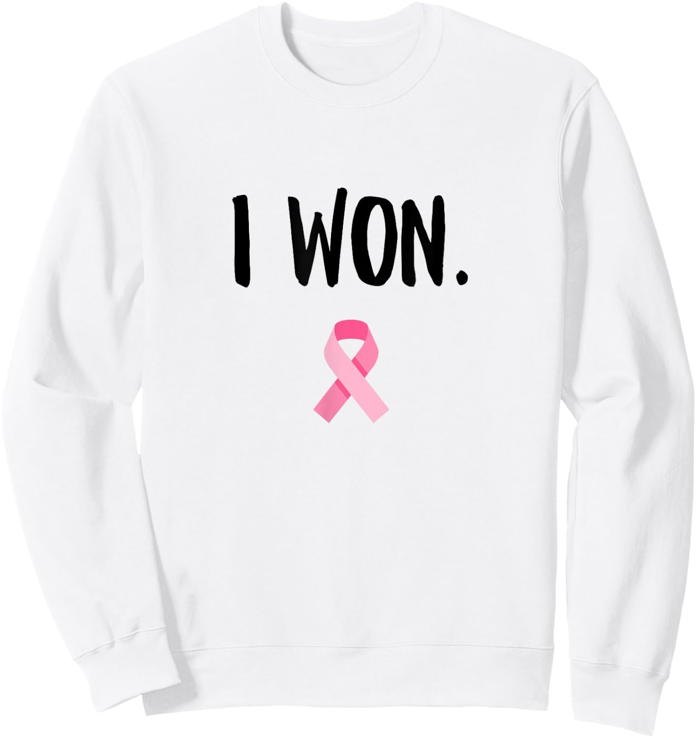 I Won Pink Ribbon Survivor Breast Cancer Awareness Sweatshirt - Sweatshirt | White
