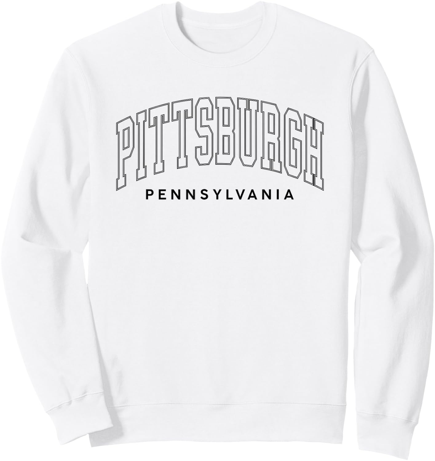 Pittsburgh Letter Text Retro Preppy Throwback Sweatshirt - Sweatshirt | White