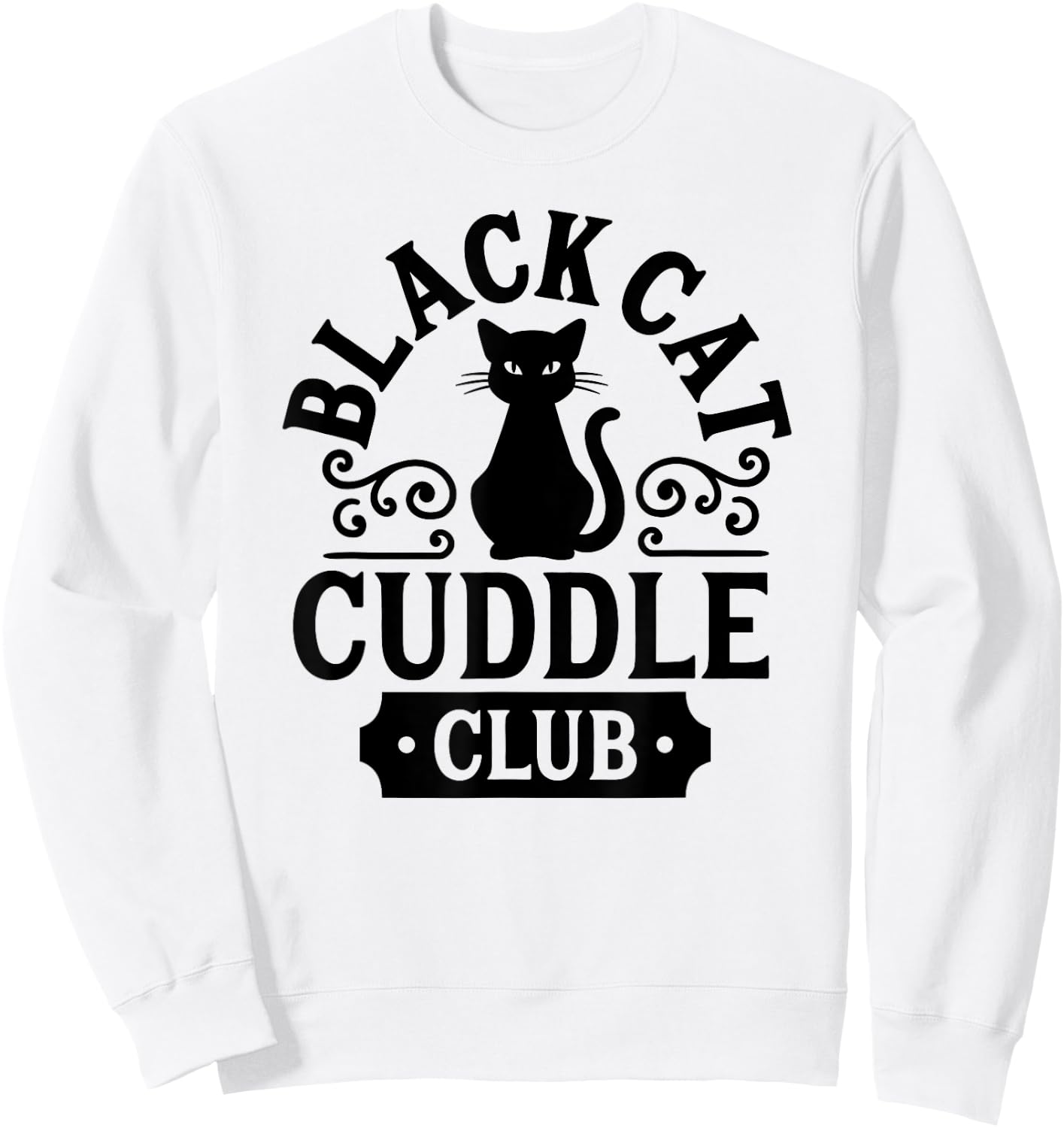 Cuddle Club with Black Cats Sweatshirt - Sweatshirt | White