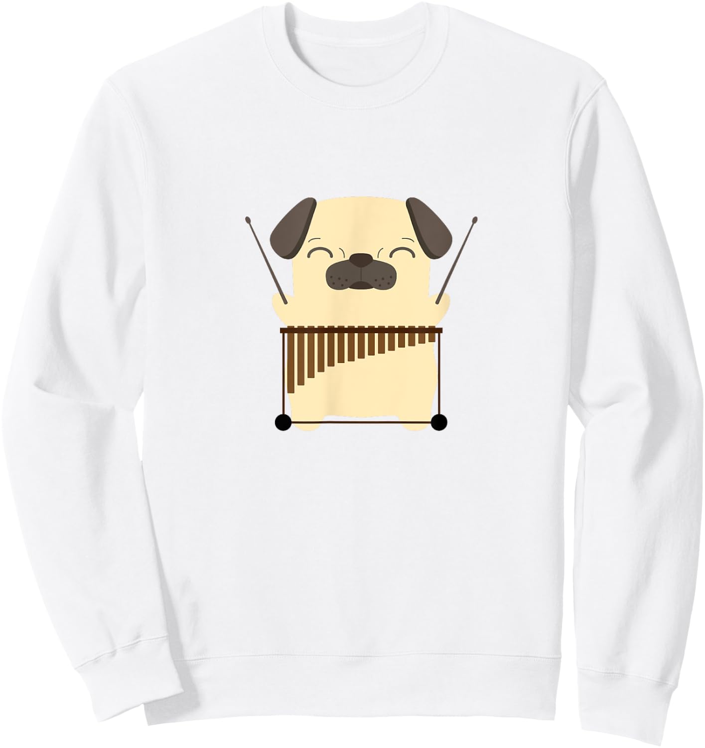 Pug with Vibraphone Vibraphonist Gift Sweatshirt - Sweatshirt | White