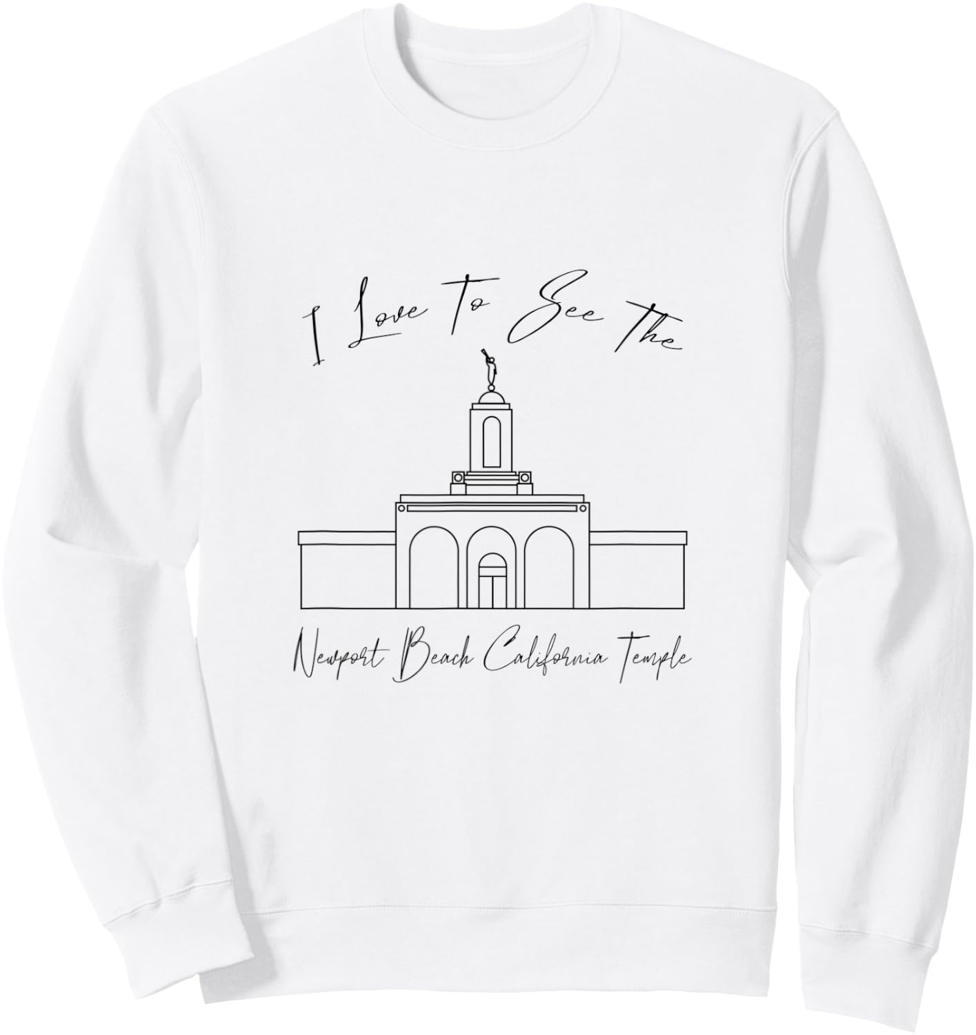Newport Beach CA Temple, I love to see my temple, calligraph Women Kids Sweatshirt - Sweatshirt | White