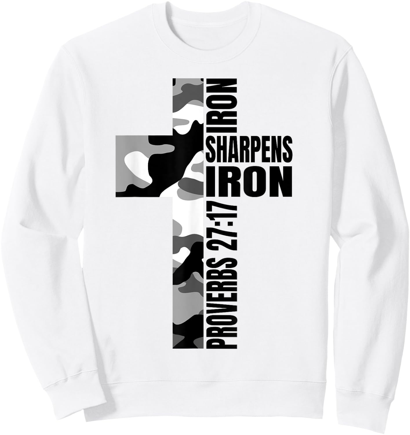 White Camo Iron Sharpens Iron Christian Verse Easter Family Sweatshirt - Sweatshirt | White