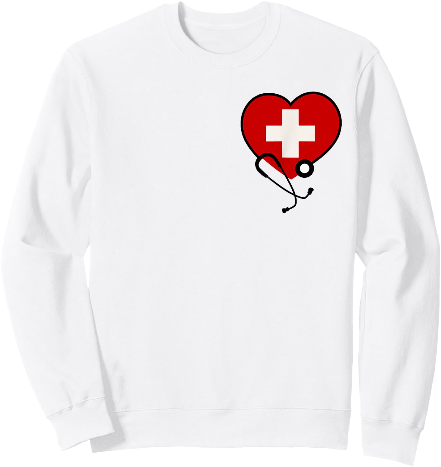 Medical Nurse Doctor Costume Uniform Red Cross Stethoscope Sweatshirt - Sweatshirt | White