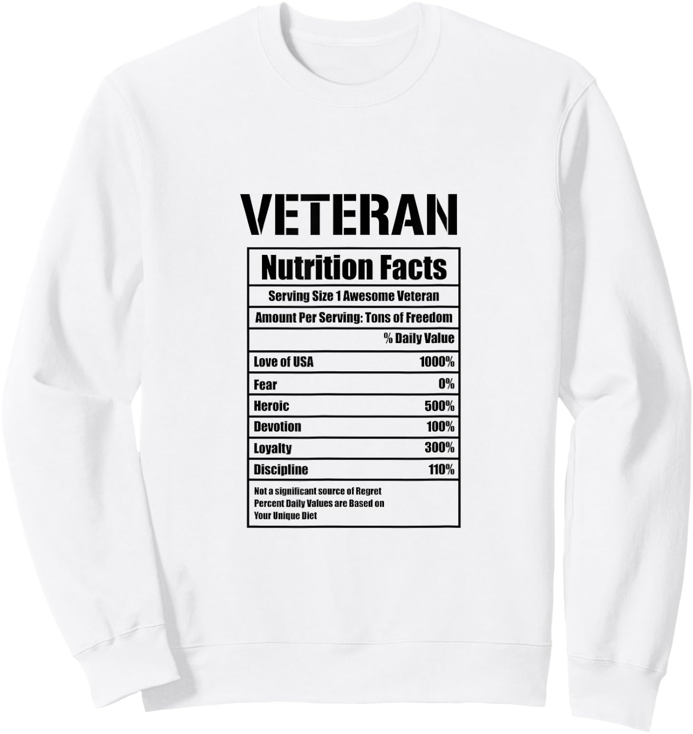 Veteran Nutritional Facts Veterans Day Sweatshirt - Sweatshirt | White