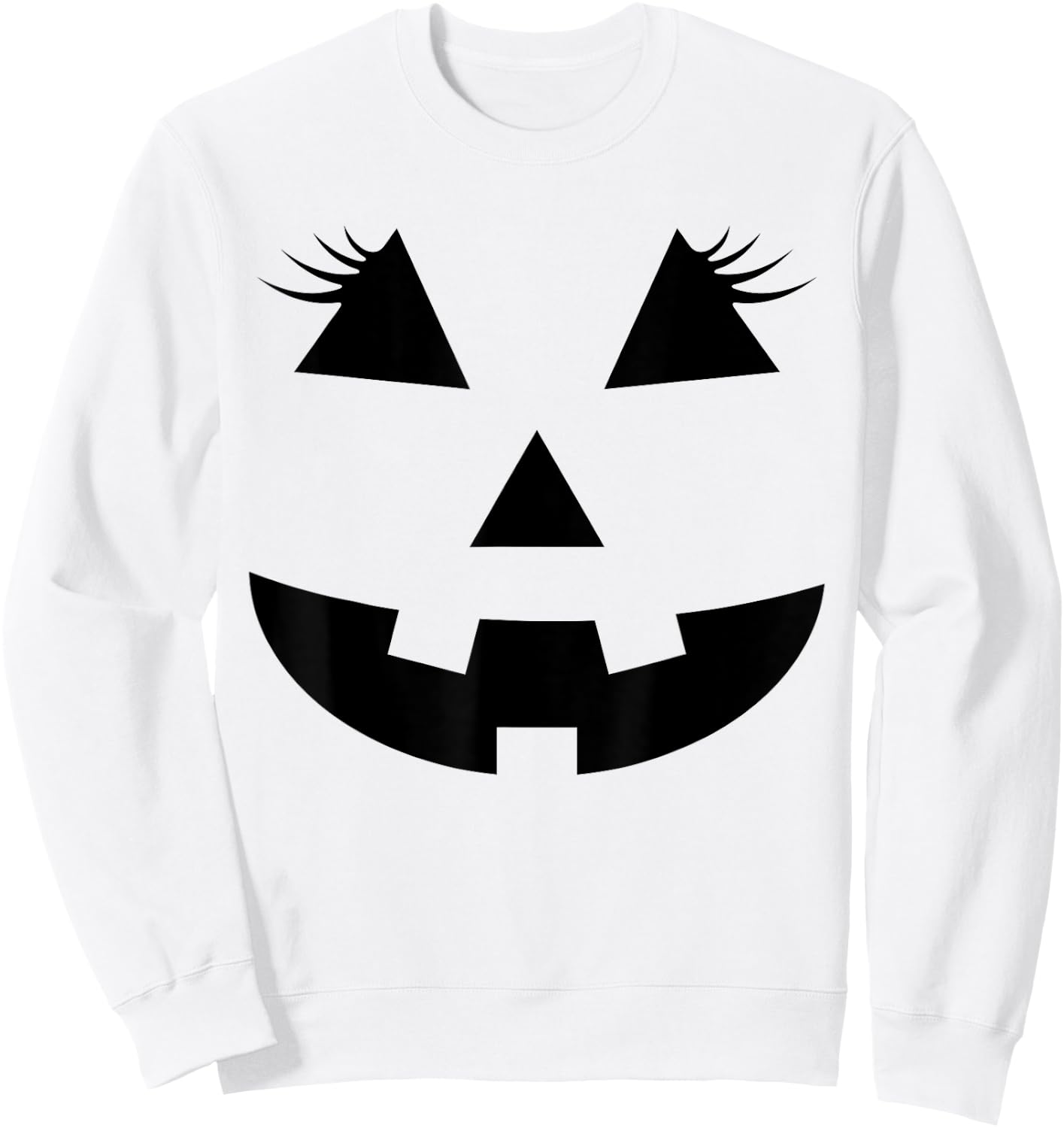 Jack O Lantern Face Pumpkin Eyelashes Hallowen Costume Funny Sweatshirt - Sweatshirt | White