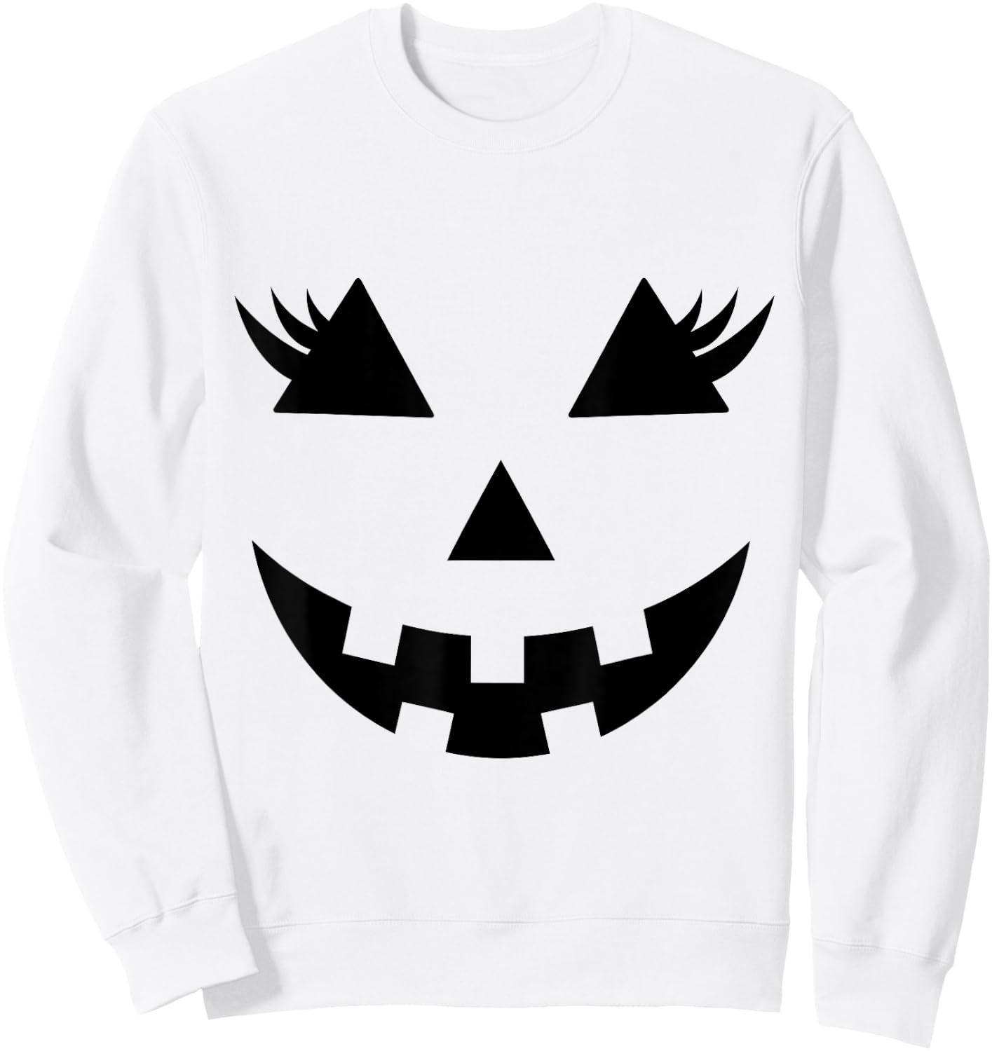 Jack O Lantern Face Pumpkin Eyelashes Hallowen Funny Costume Sweatshirt - Sweatshirt | White