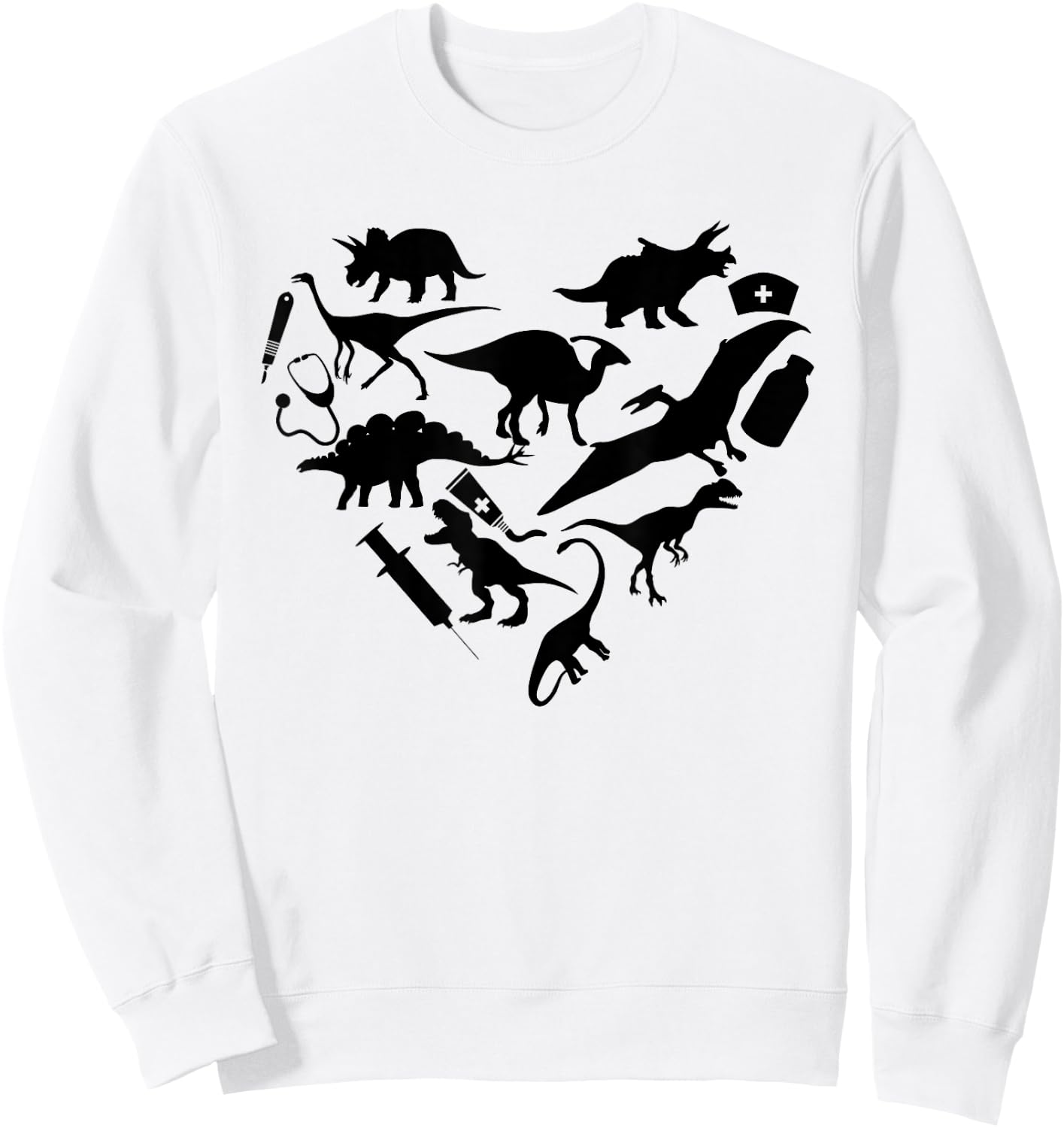 Funny Dinosaur Nurse Week 2023 Pediatric Physical CNA RN Sweatshirt - Sweatshirt | White