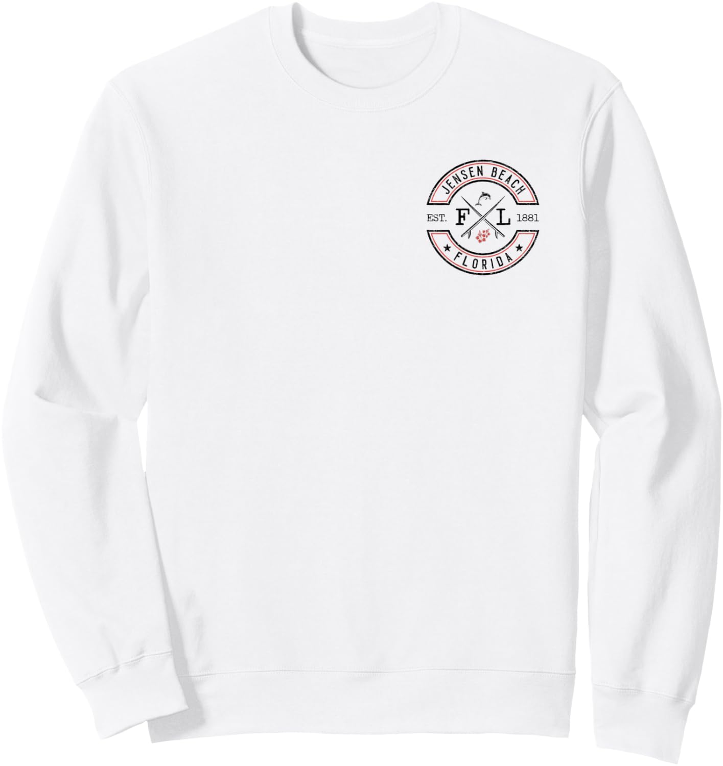 Jensen Beach Florida FL Retro Surfer Front & Back Women Kids Sweatshirt - Sweatshirt | White