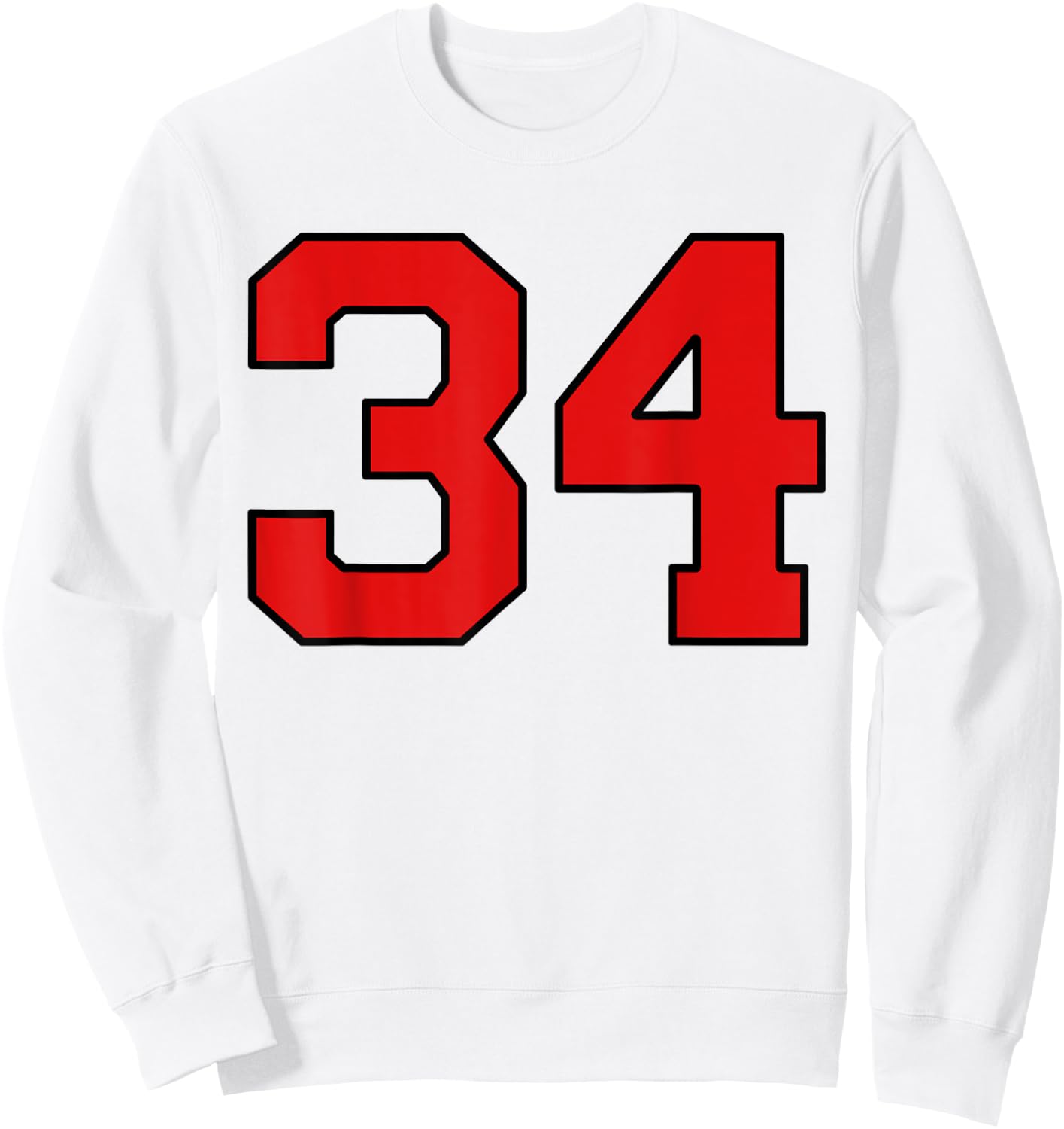 Lucky Number 34 Classic College American Varsity Fan Player Sweatshirt - Sweatshirt | White