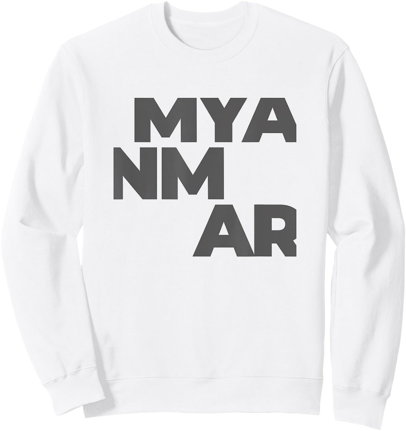 Myanmar Large Text Sweatshirt - Sweatshirt | White