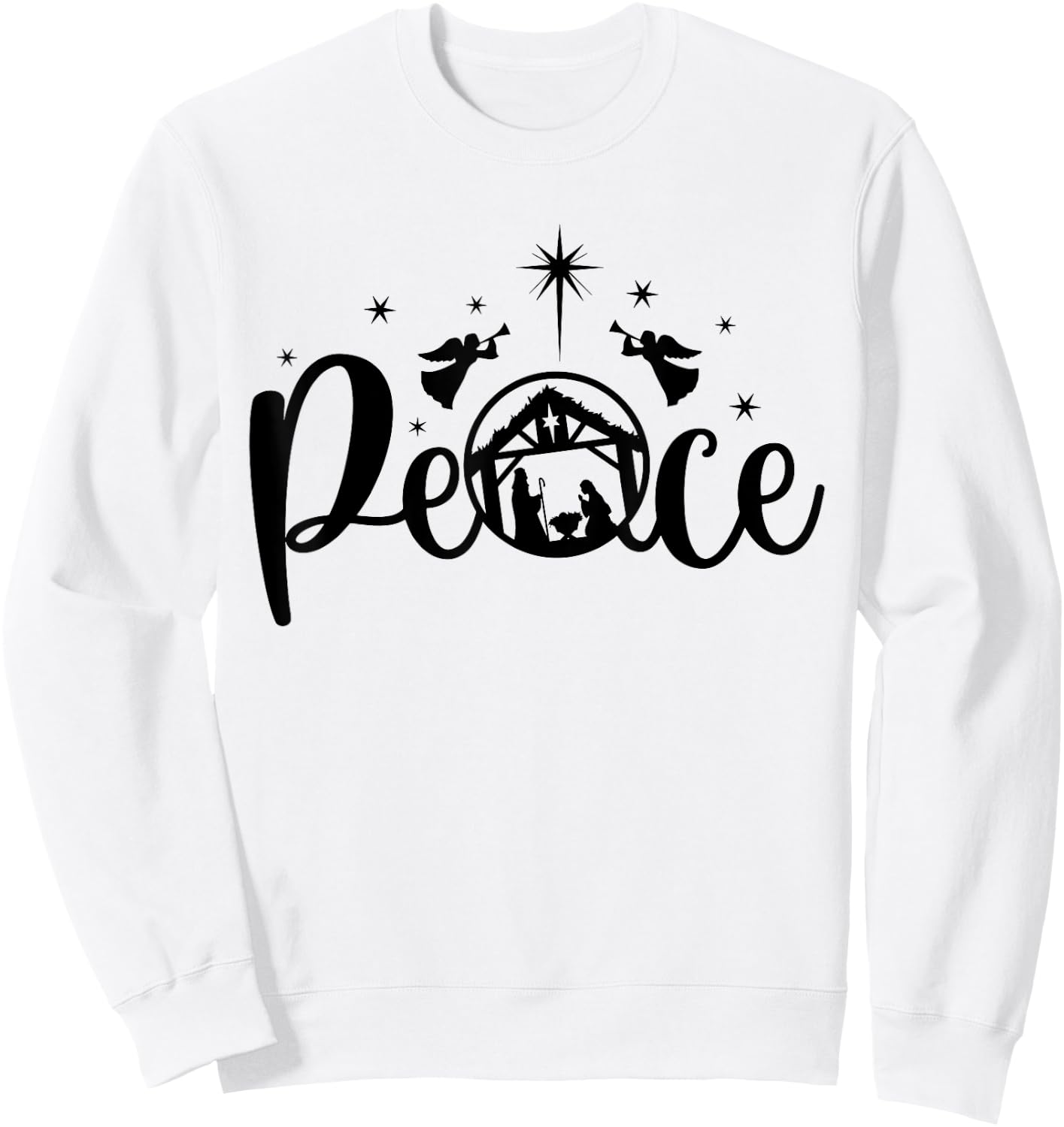 Peace Jesus Christian Christmas Nativity Scene XMAS Faith Sweatshirt - Sweatshirt | White