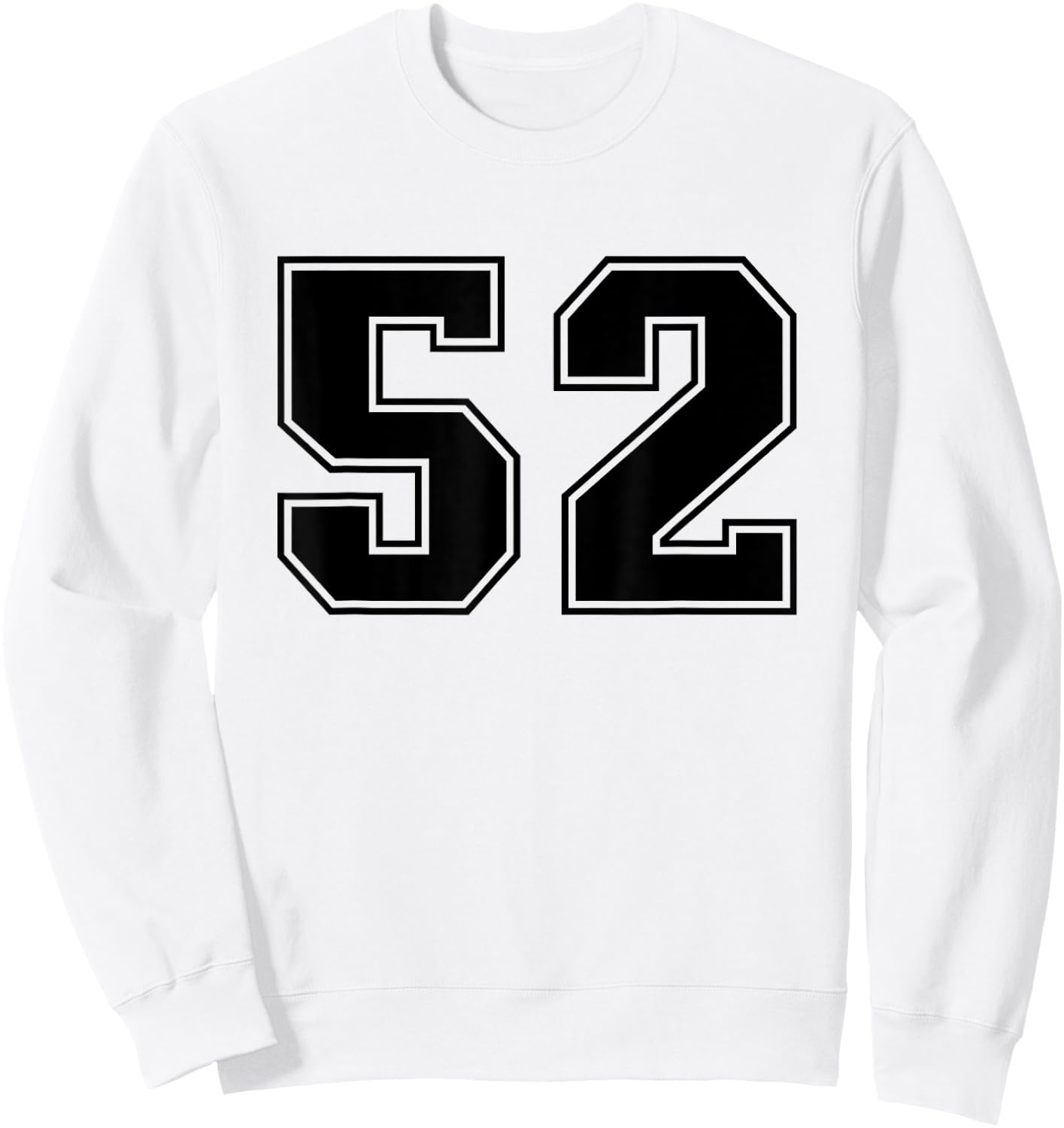 Number #52 Black Sports Fan Jersey Number Sweatshirt - Sweatshirt | White