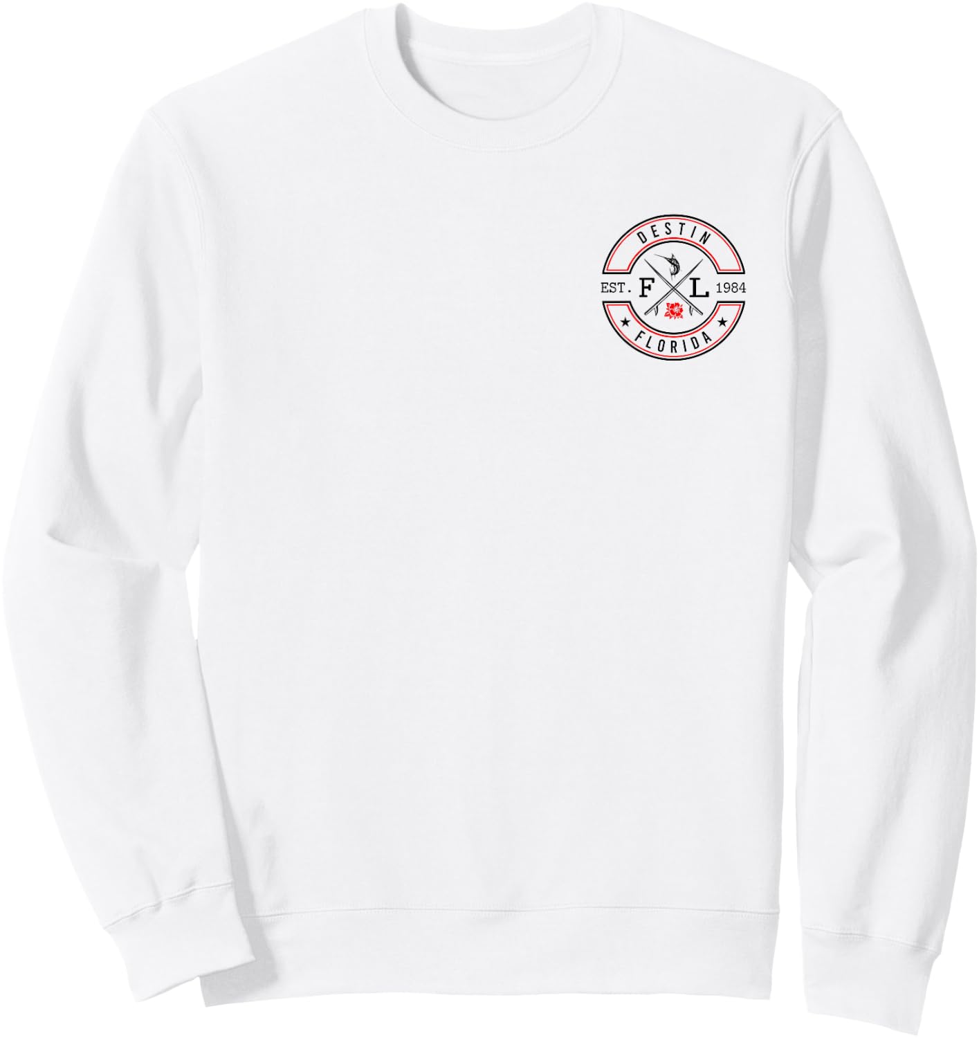 Destin Florida FL Retro Surfer Beach Front & Back Sweatshirt - Sweatshirt | White