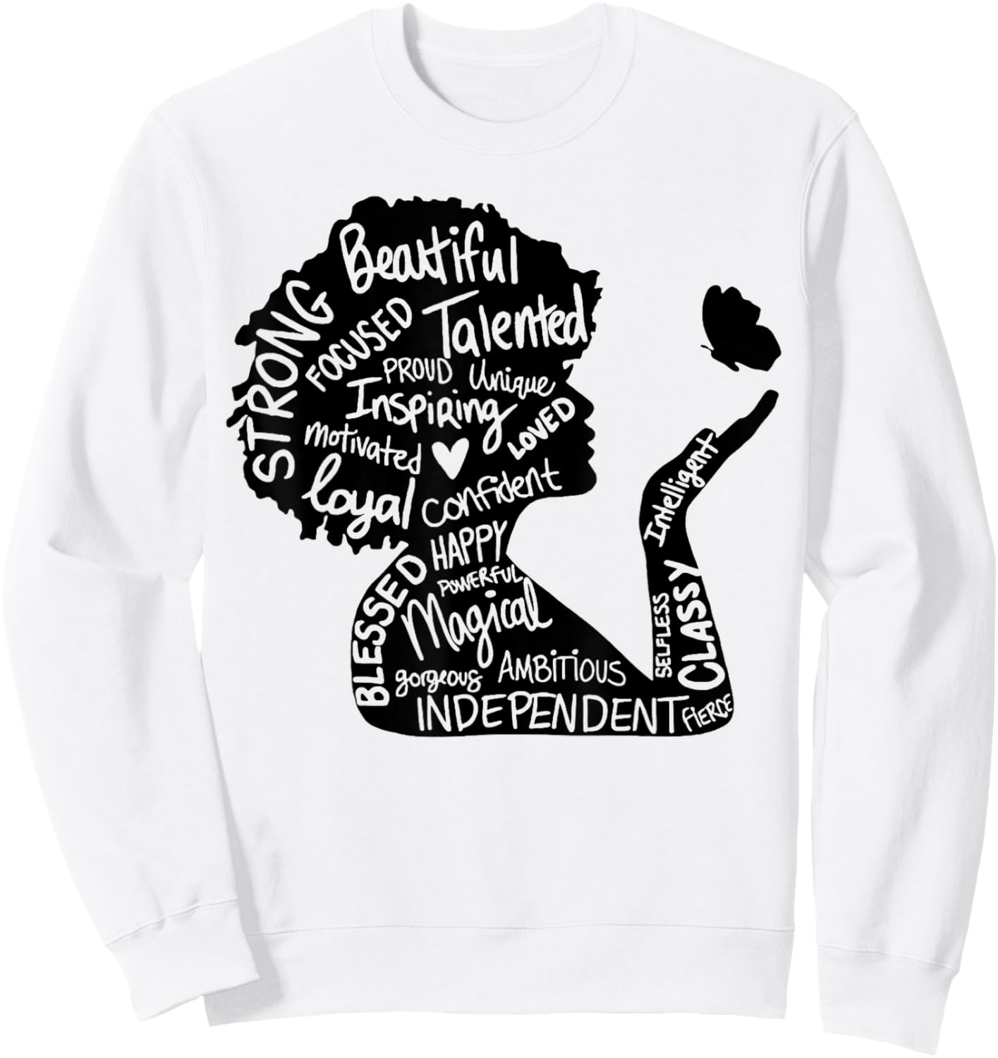 Powerful Afro Woman Afrocentric Black African American Sweatshirt - Sweatshirt | White