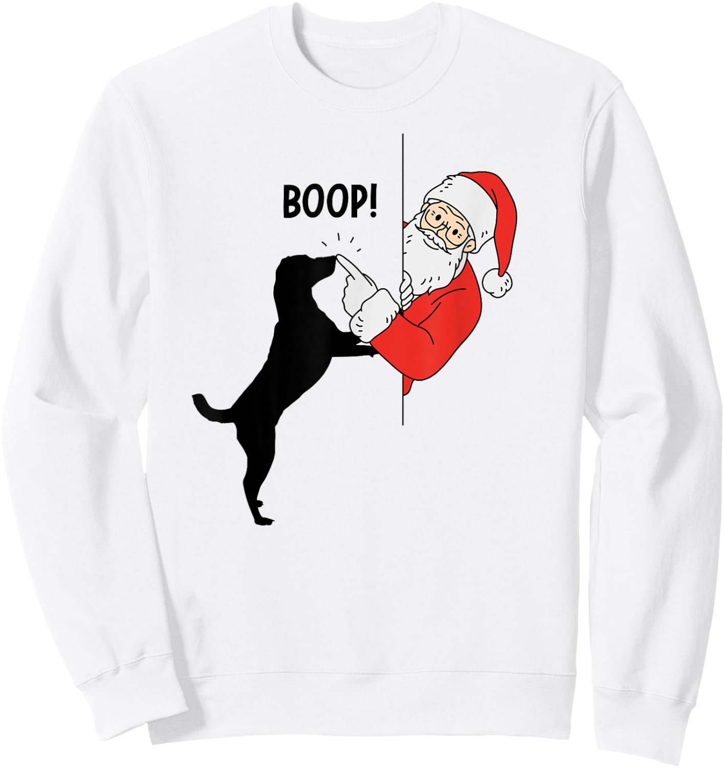 Funny Christmas Santa Booping Dog's Nose Santa Dog Boop Gift Women Kids Sweatshirt - Sweatshirt | White