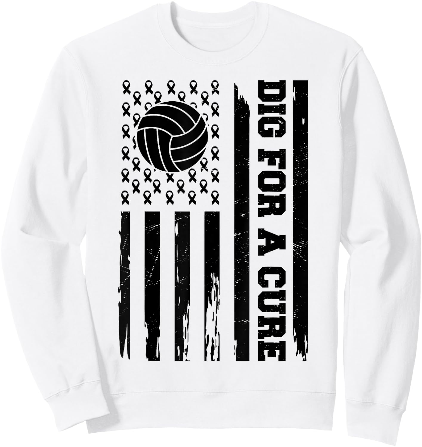 Dig For A Cure Breast Cancer Awareness Volleyball Pink Sweatshirt - Sweatshirt | White