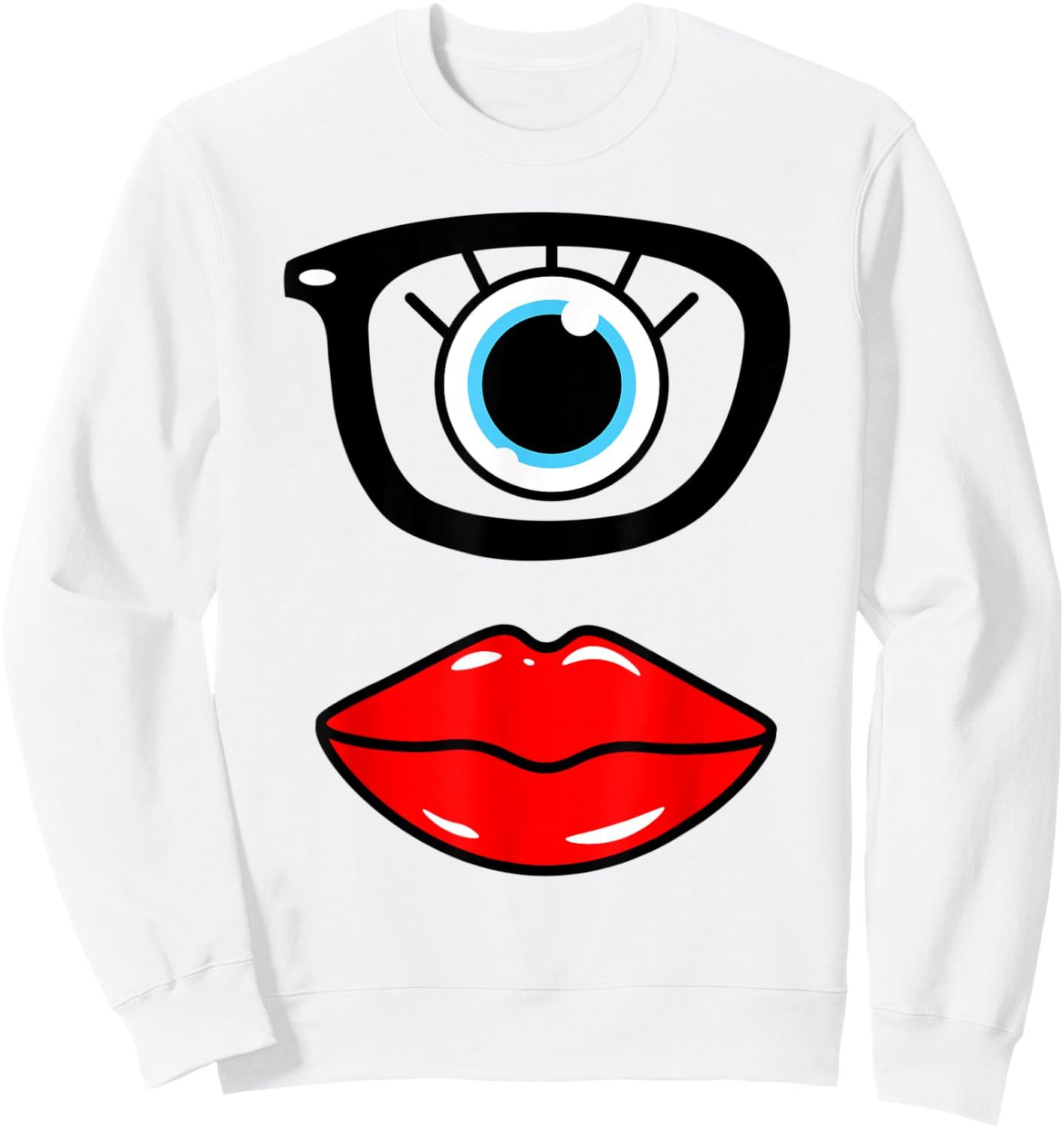 Monster Face Wearing Nerd Glasses Costume Birthday Halloween Sweatshirt - Sweatshirt | White