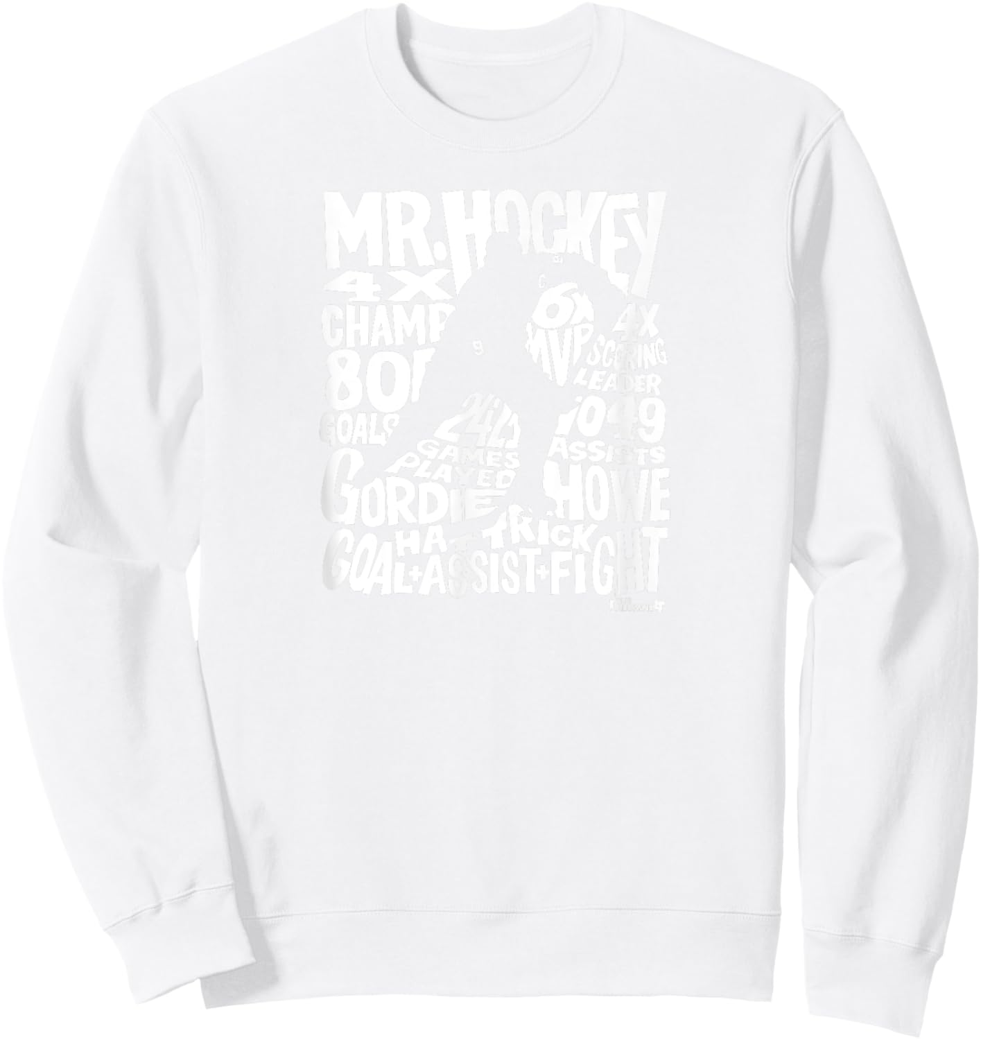 Gordy Howe - Word Art - Detroit Hockey Sweatshirt - Sweatshirt | White