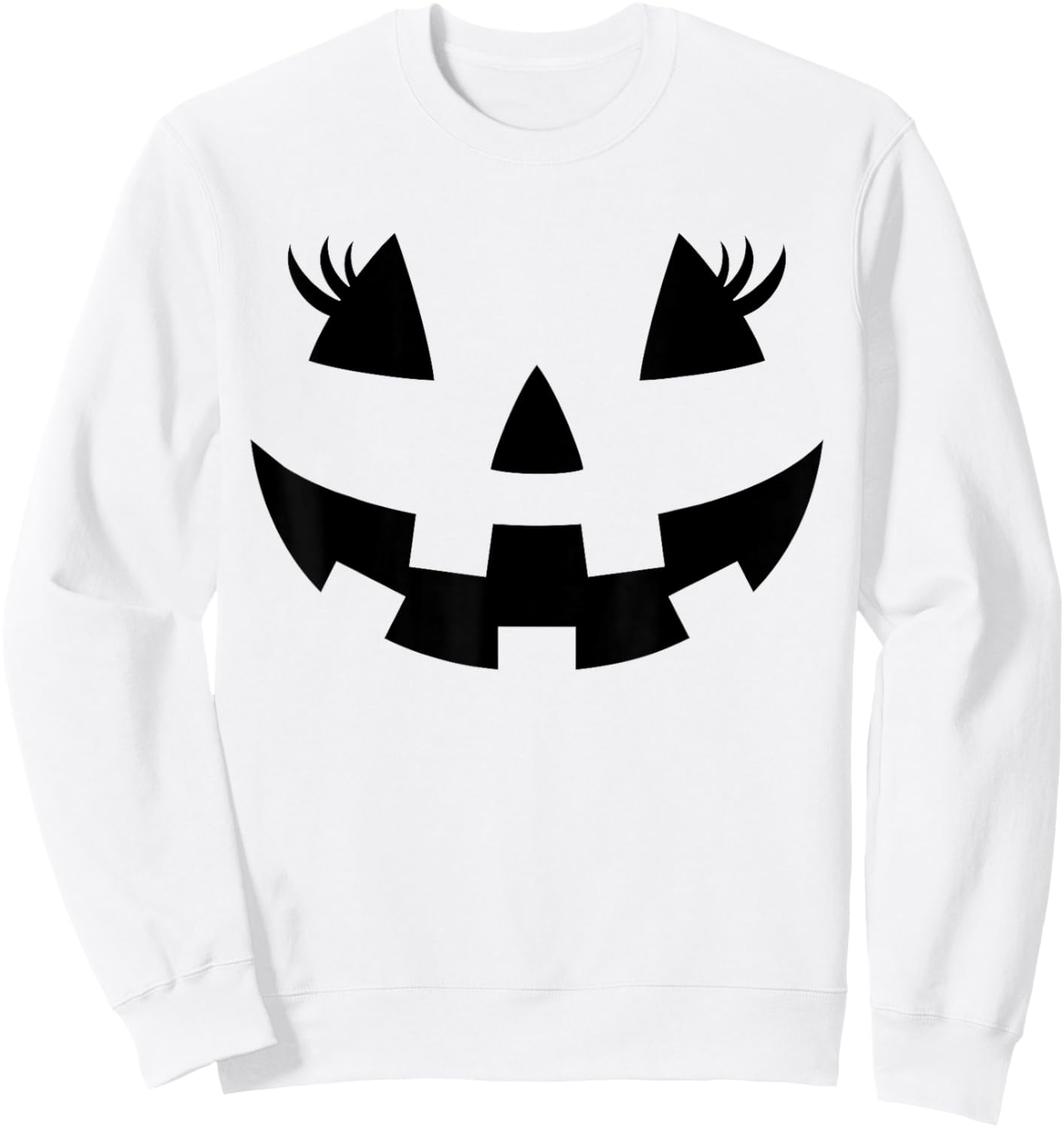 Jack O Lantern Face Pumpkin Eyelashes Hallowen Costume Funny Sweatshirt - Sweatshirt | White