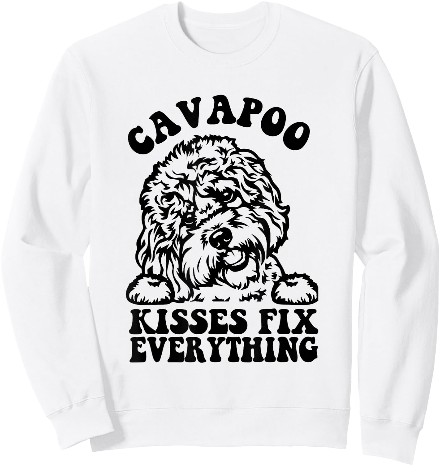 Cavapoo Kisses Fix Everything - Cavapoo Dog Mom Mother's Day Women Girls Kids Sweatshirt - Sweatshirt | White