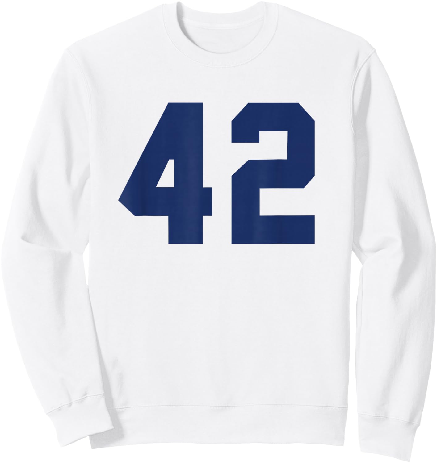 Number #42 Blue Varsity Number Sweatshirt - Sweatshirt | White