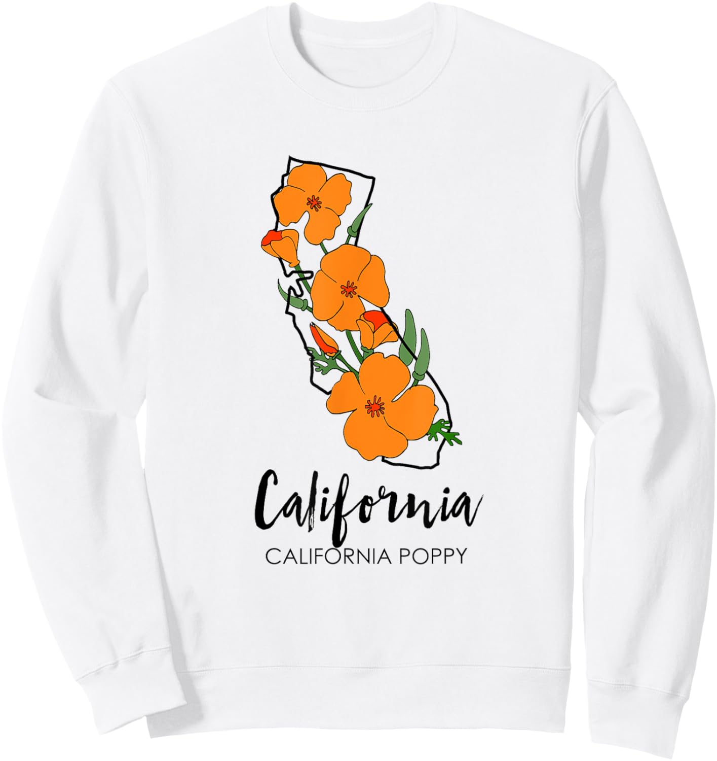 California Poppy Flower Sweatshirt - Sweatshirt | White