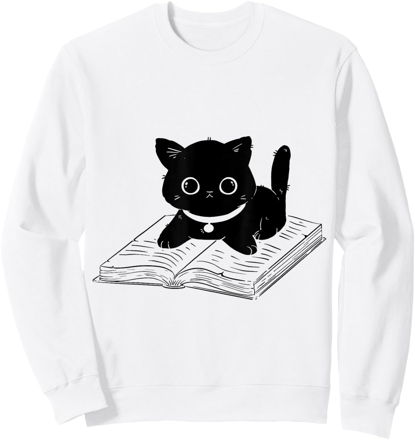 Cat Reading Animals Cat Motif Sweatshirt - Sweatshirt | White
