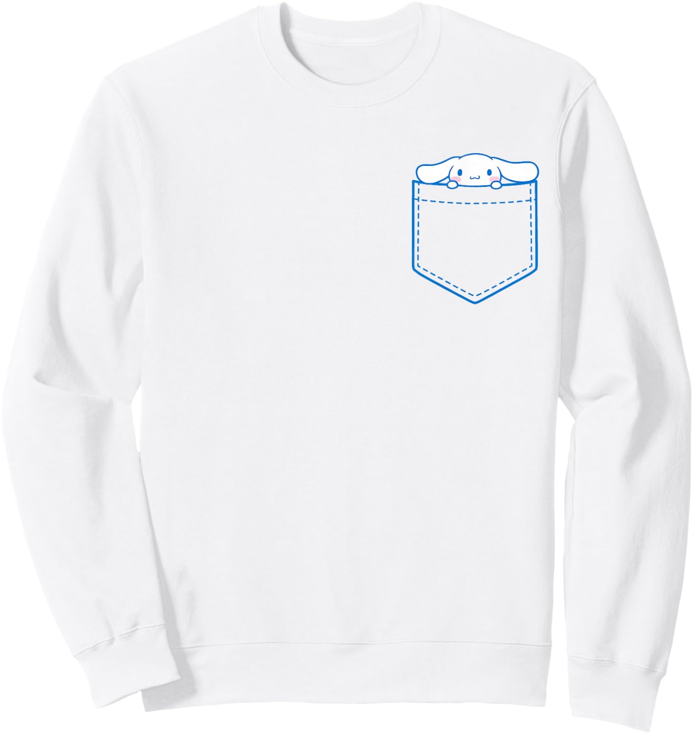 SANRIO Cinnamoroll Chest Pocket - -Adults and Kids - White - Short Sleeve - Classic Fit - Cotton, Polyester - Machine Wash - Small Sweatshirt - Sweatshirt | White