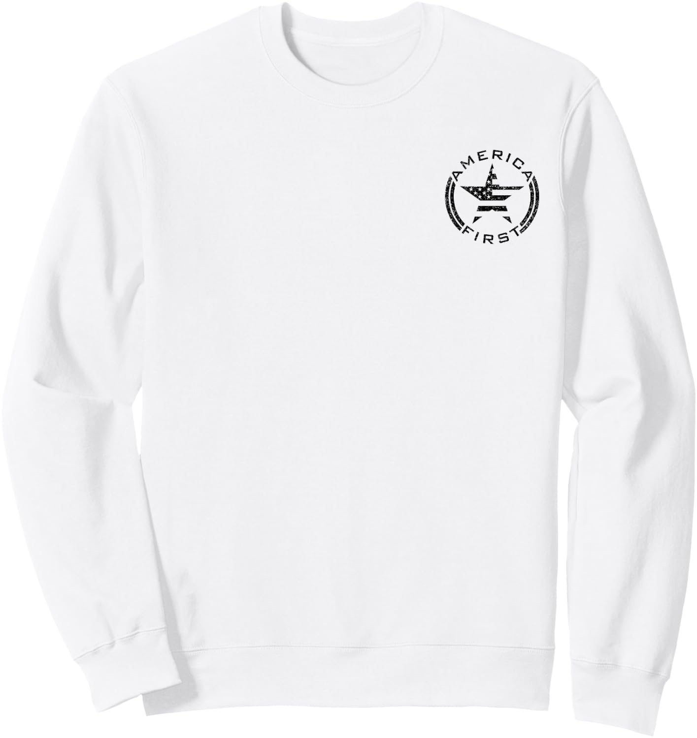 America First Usa Flag American Star Roundel Patriot Sweatshirt - Sweatshirt | White