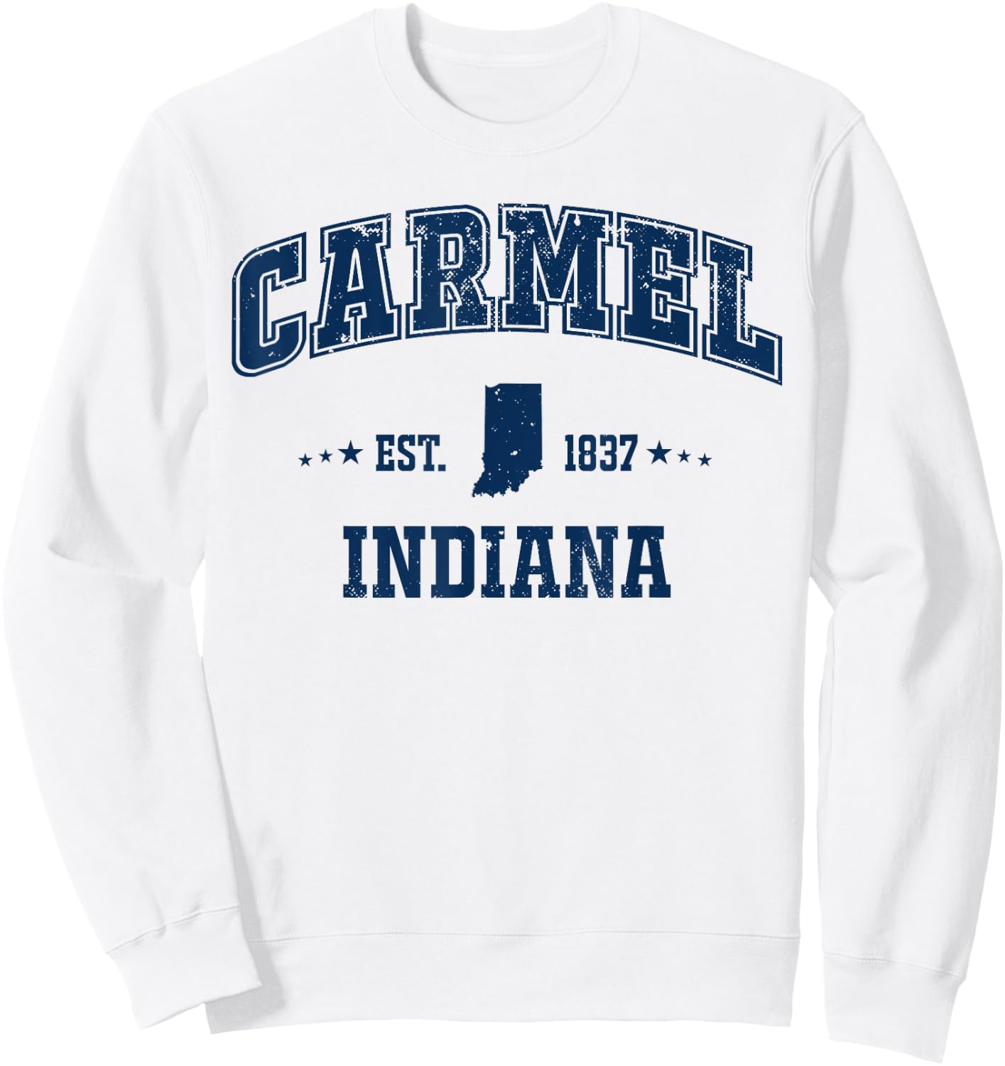 Carmel Indiana IN Navy Vintage Sports Athletic Sweatshirt - Sweatshirt | White