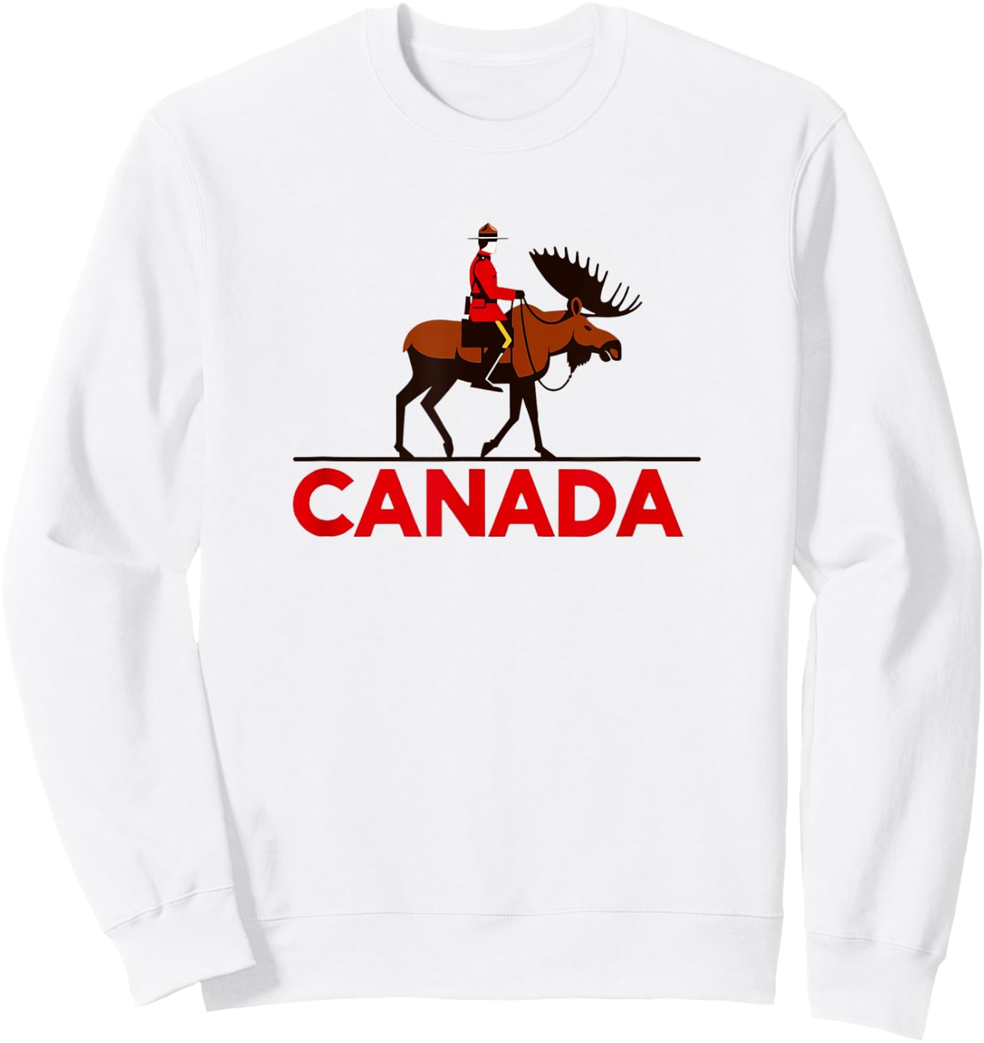 Iconic Mounted Police and Moose - Classic Canadian Pride Sweatshirt - Sweatshirt | White