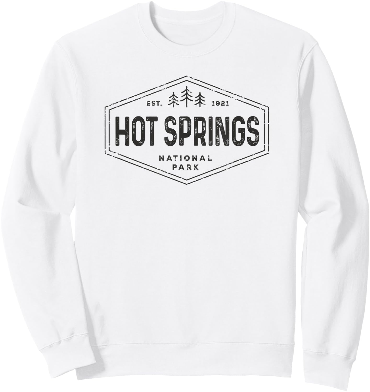 Hot Springs National Park Shirt Retro Tree Badge Hiking Sweatshirt - Sweatshirt | White