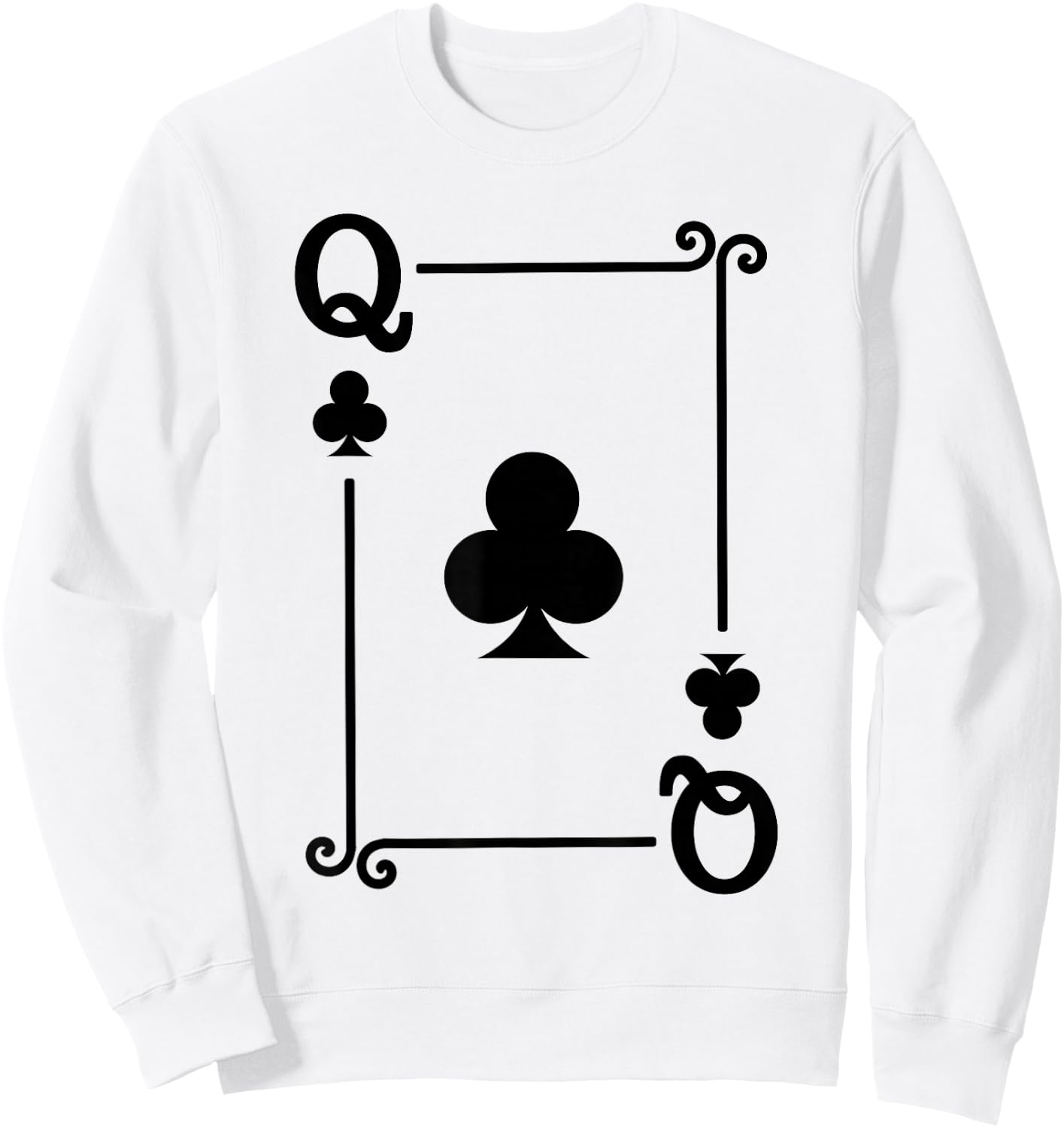 Playing Cards Costume - Queen Clubs Card - Queen Card Sweatshirt - Sweatshirt | White