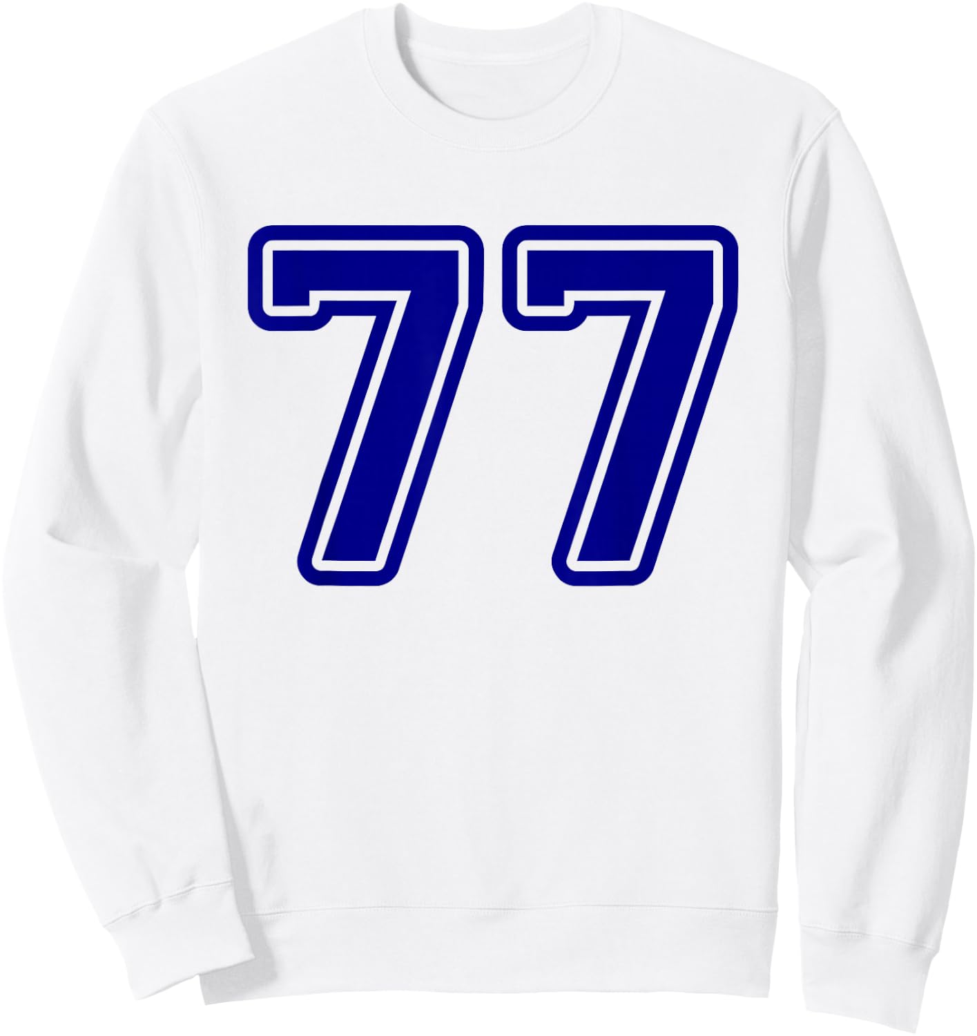 Number #77 Blue Sports Team Varsity Number 77 Sweatshirt - Sweatshirt | White