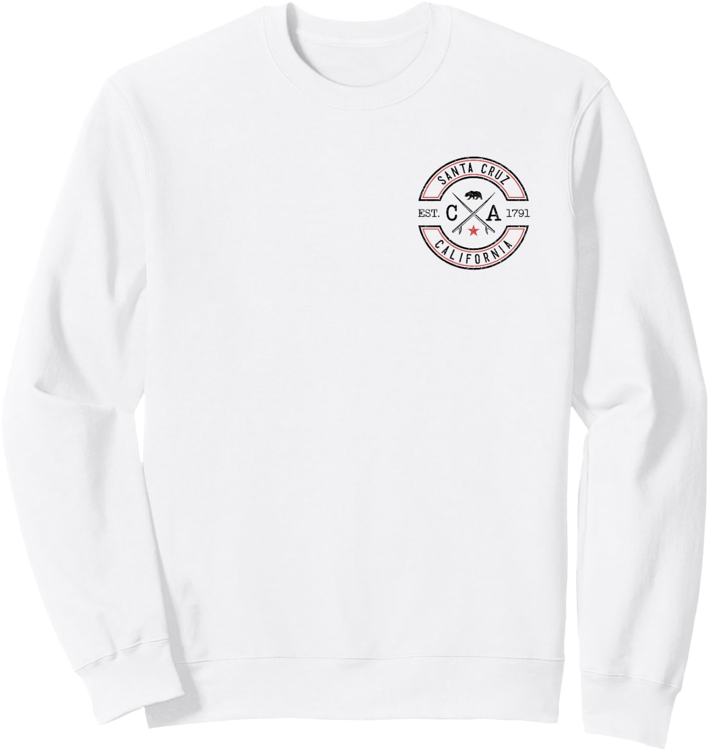 Santa Cruz Beach California CA Retro Surfer Front & Back Sweatshirt - Sweatshirt | White