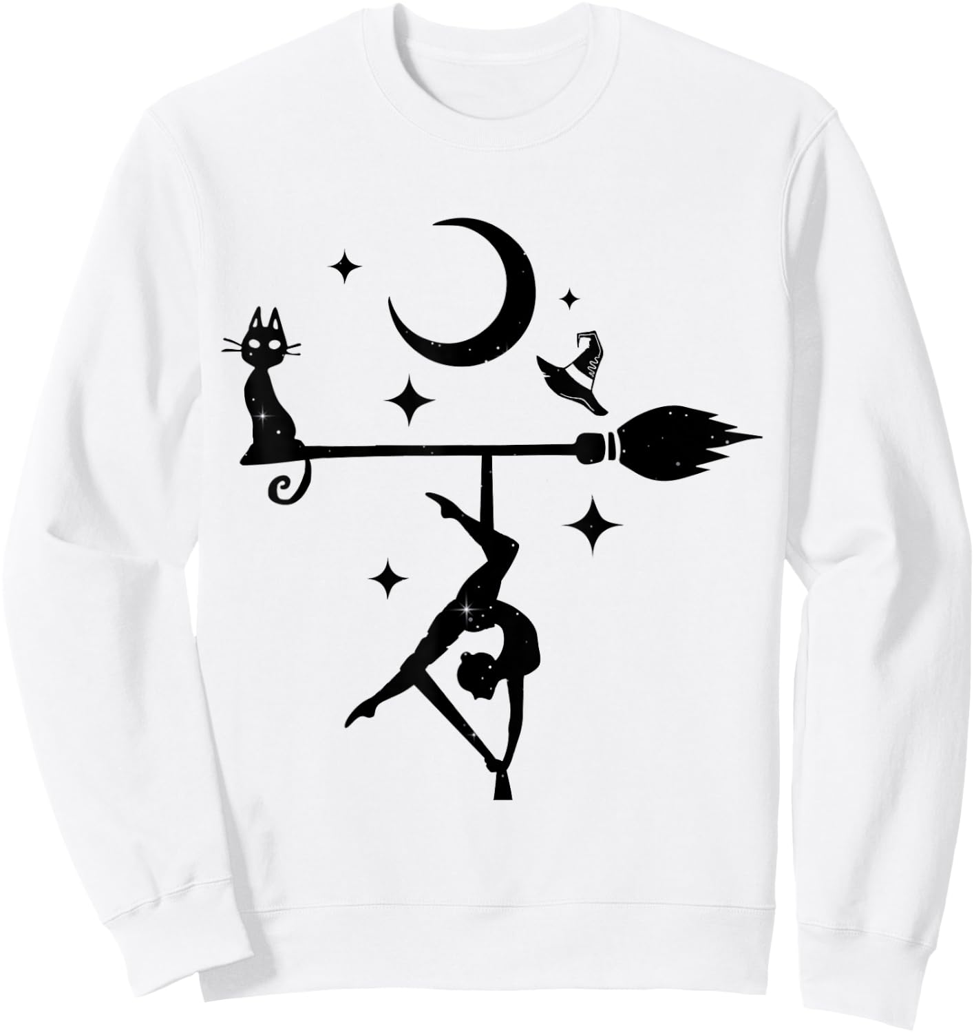Cute Aerialist and Cat Halloween Aerial Dance Women Sweatshirt - Sweatshirt | White